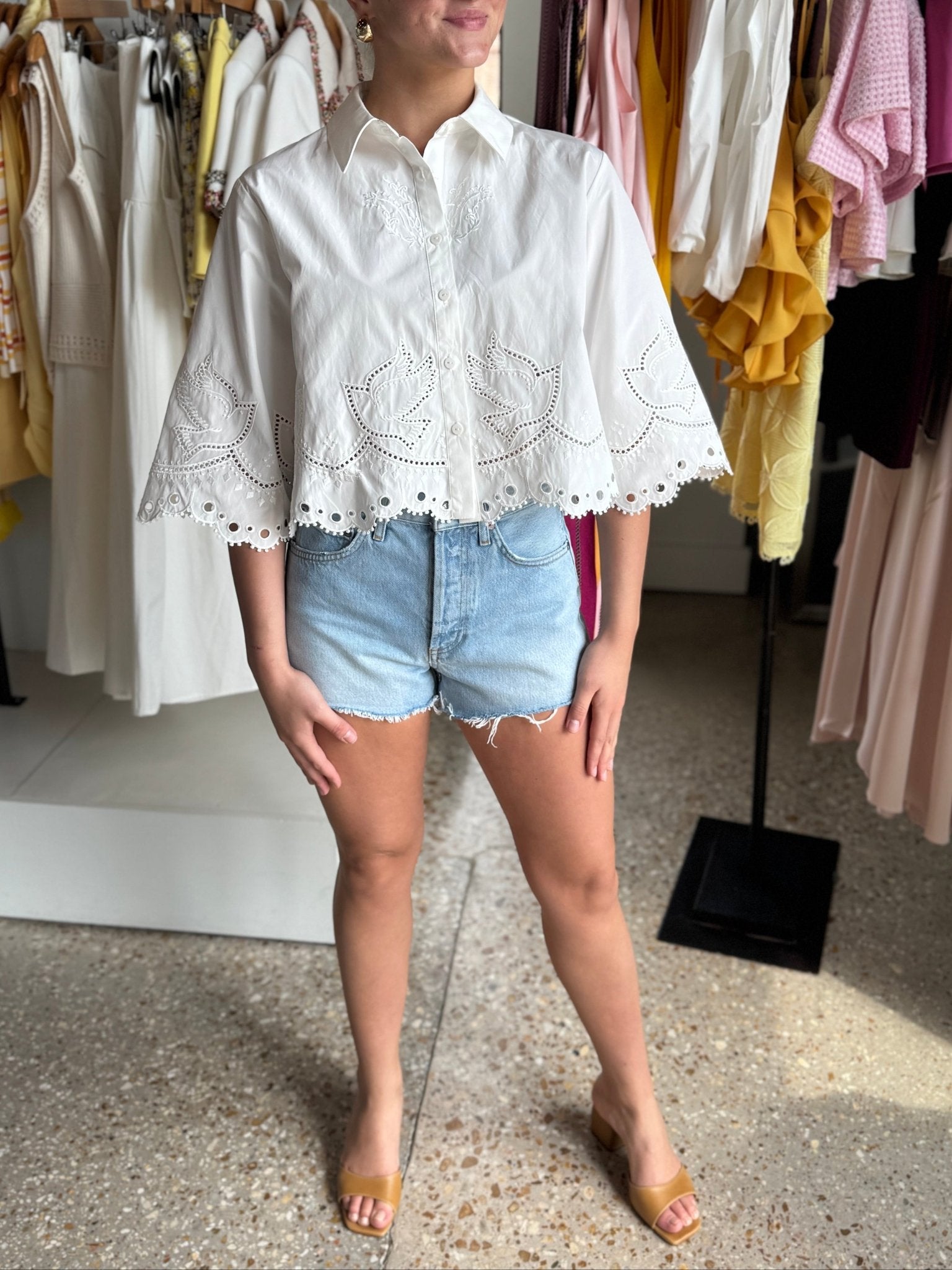 White Chemise ML Avec Broderies - Amor Lafayette