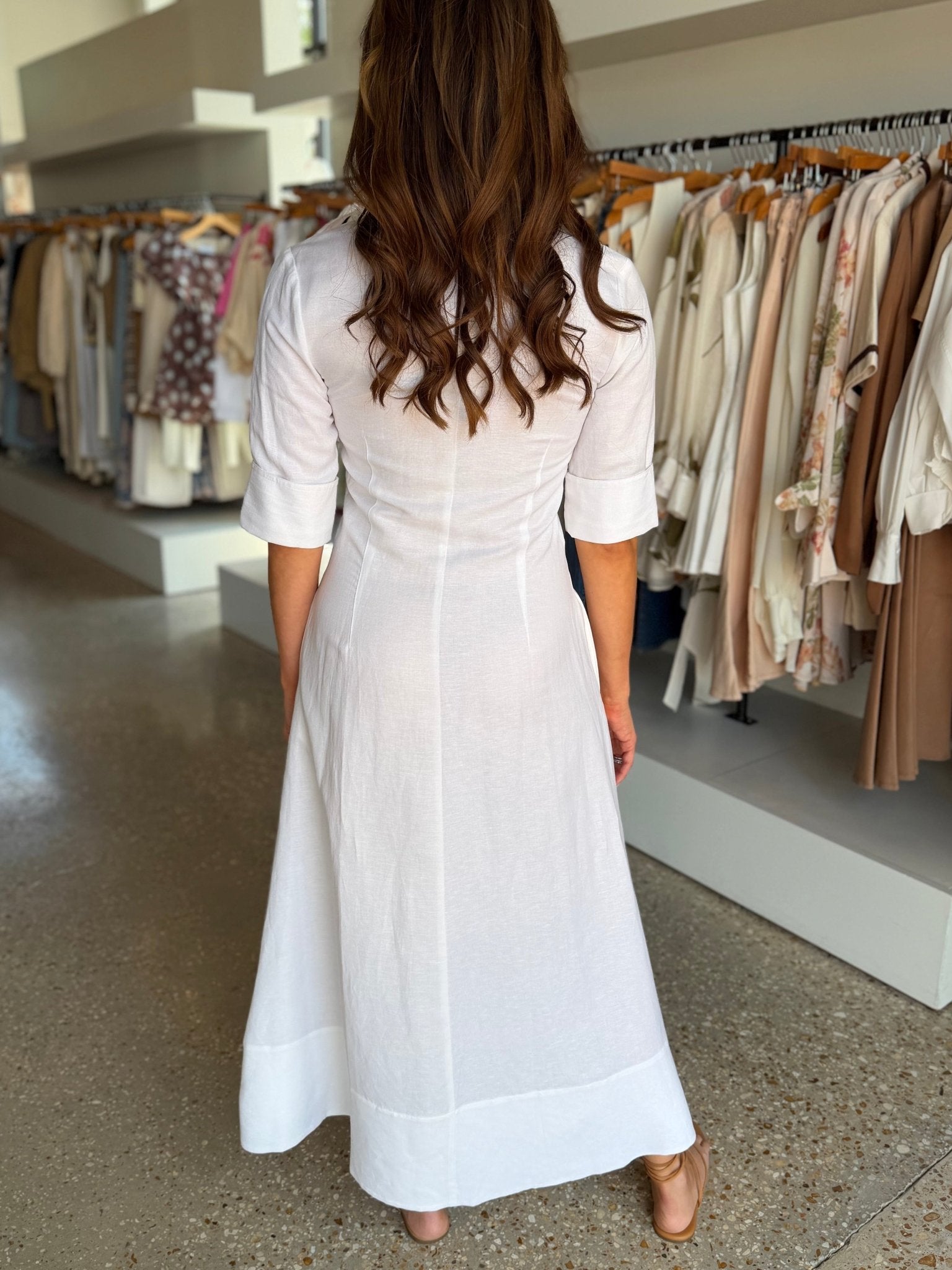 White Claudine s/s Shirt Midi Dress - Amor Lafayette