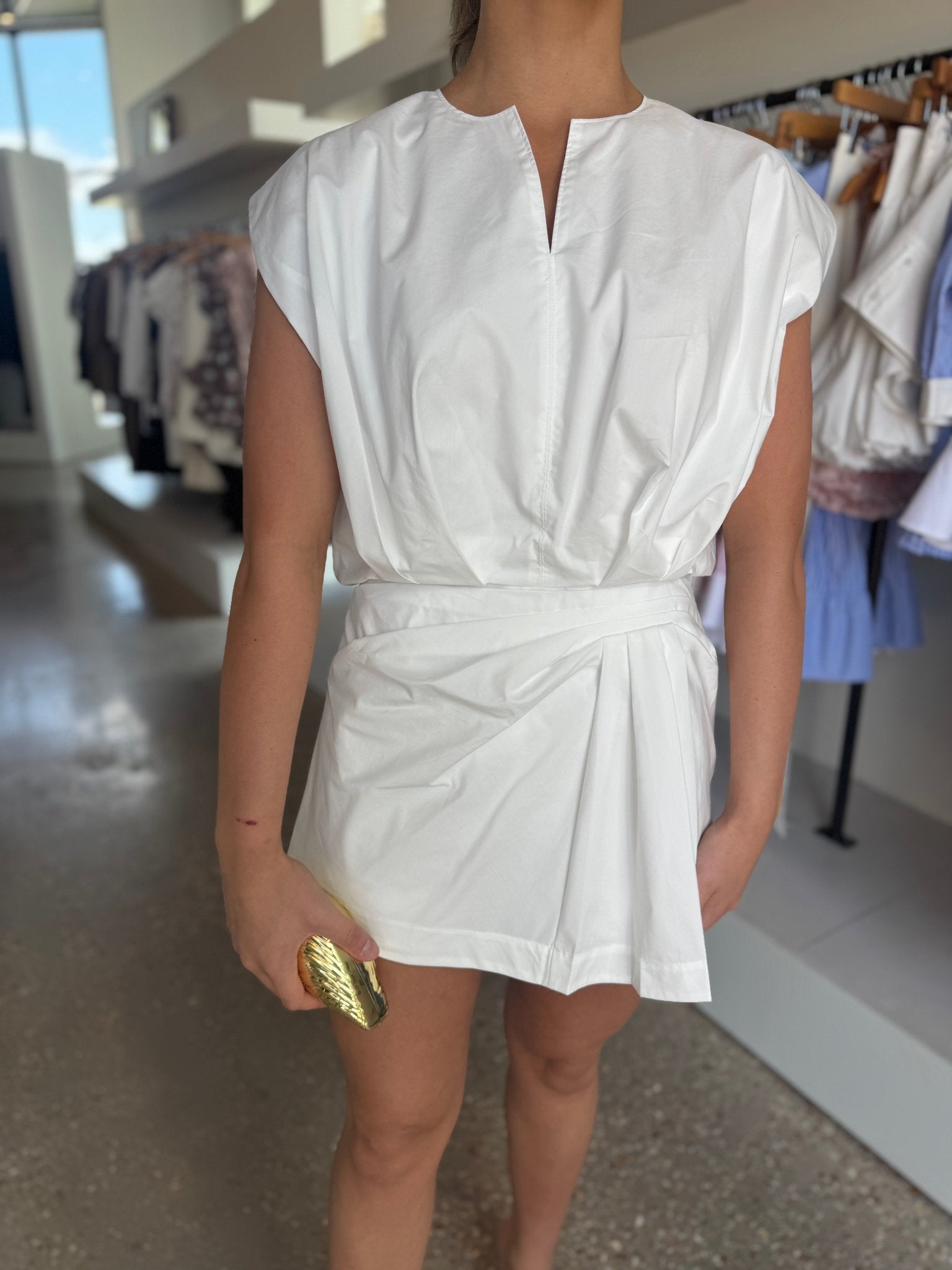 White Devlin Cotton Pleated Mini Skort - Amor Lafayette