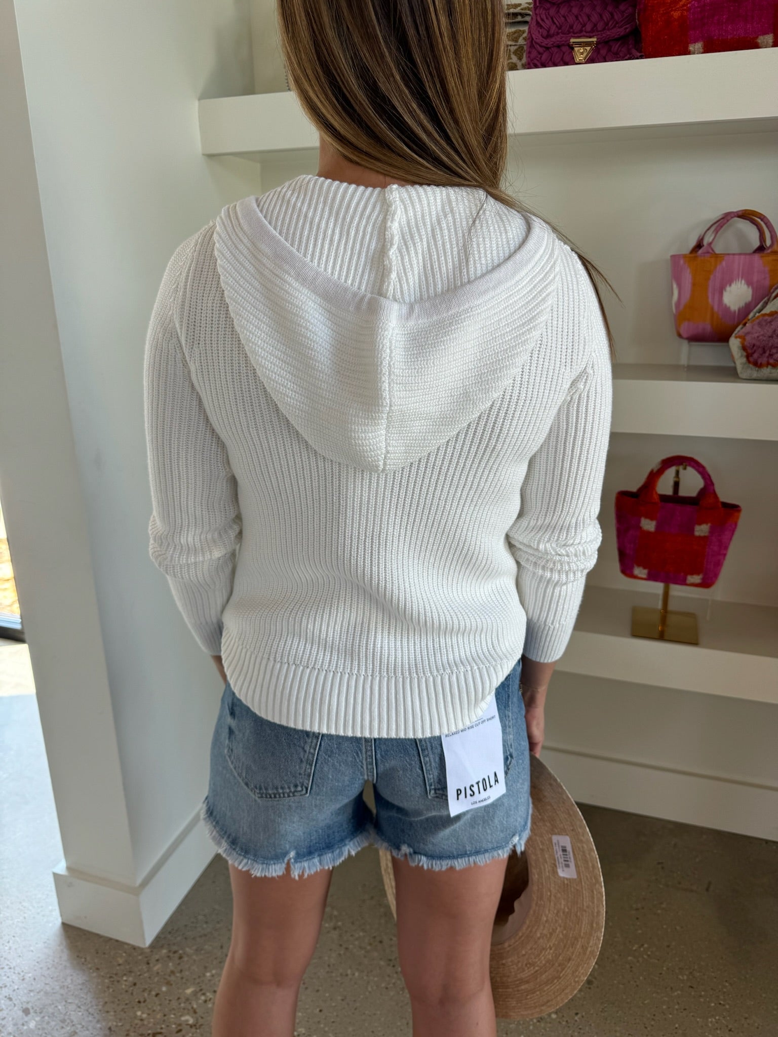 White Full Zip Tassel Hoodie - Amor Lafayette