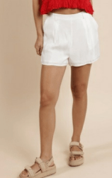 White Heritage Pleated Shorts - Amor Lafayette