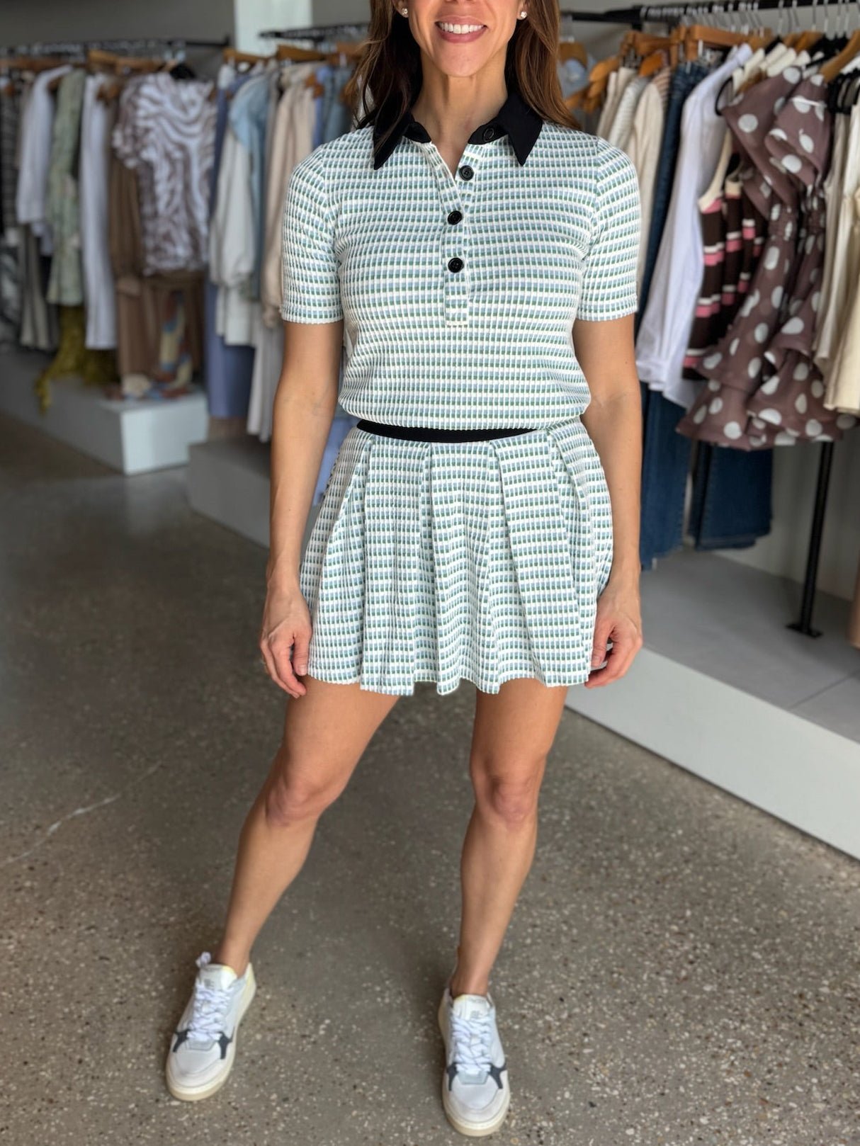 White Light Blue Multi Hyatt Skirt - Amor Lafayette