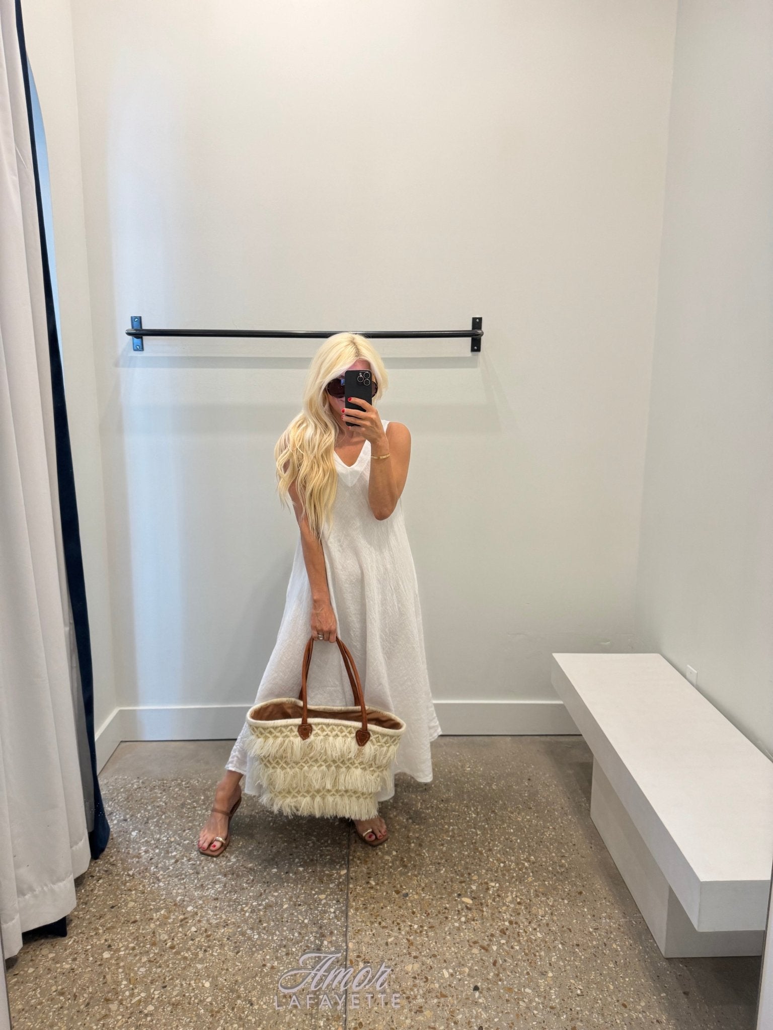 White Linen Maxi Dress - Amor Lafayette