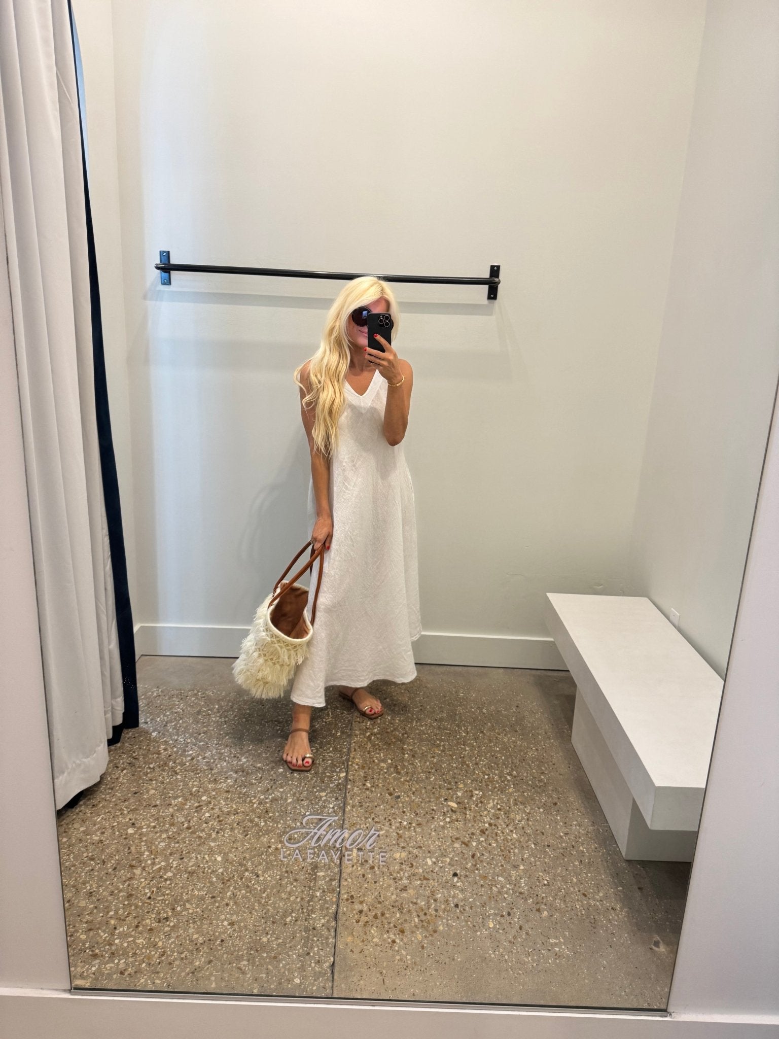 White Linen Maxi Dress - Amor Lafayette