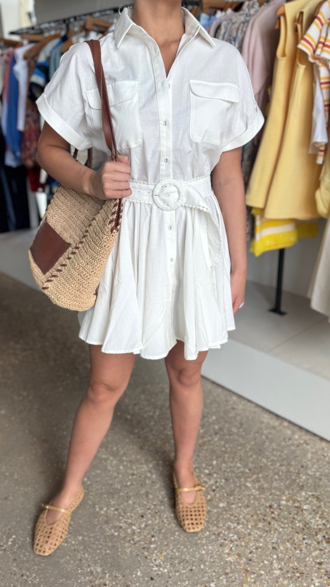 White Linen Naomi Mini Dress - Amor Lafayette