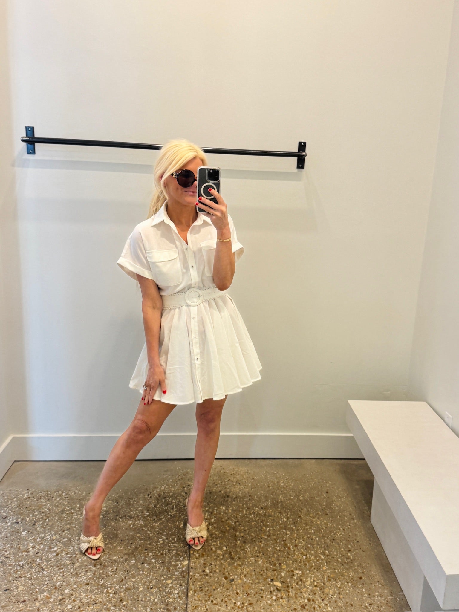 White Linen Naomi Mini Dress - Amor Lafayette