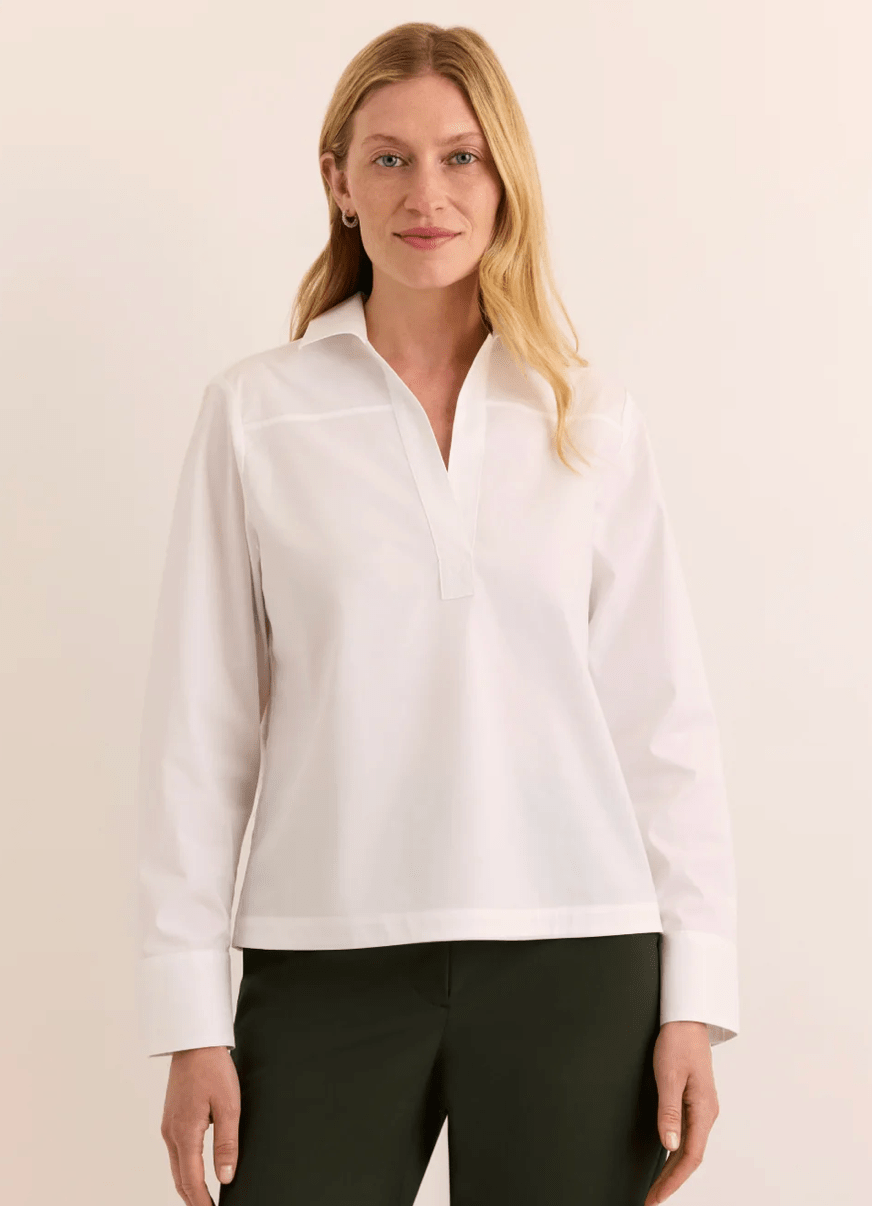 White Long Sleeve Monica Top - Amor Lafayette