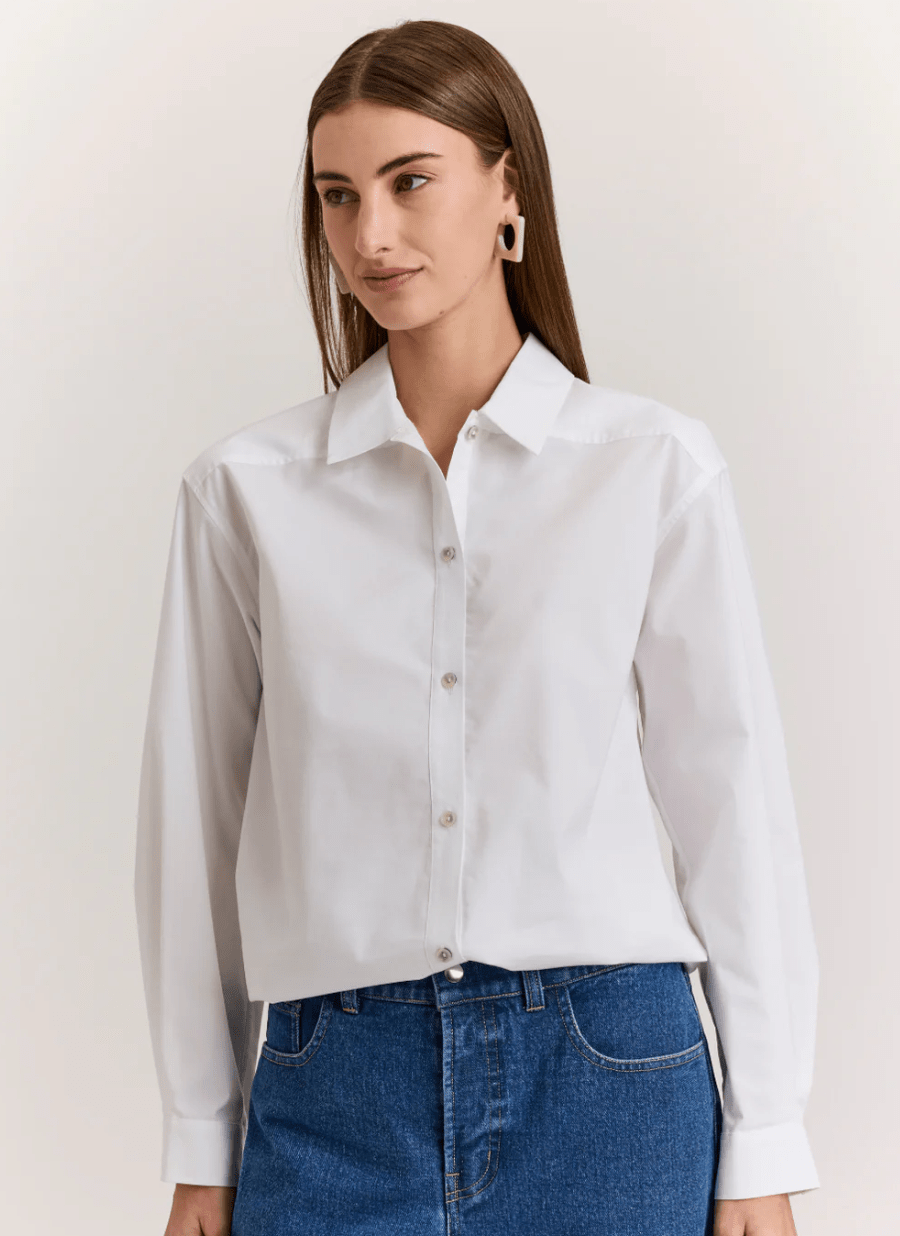 White Long Sleeve Romy Top - Amor Lafayette