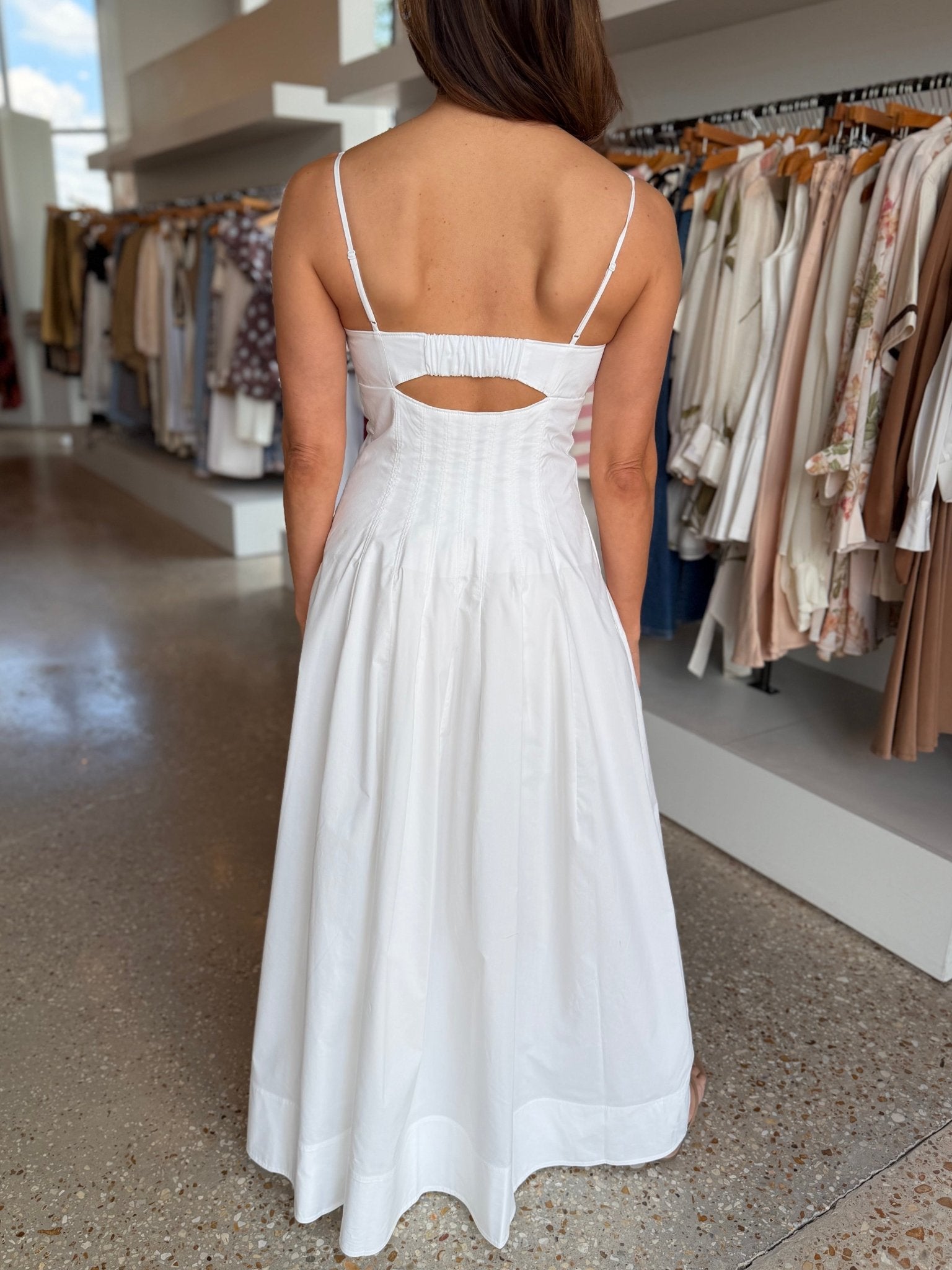 White Maddy Cotton Midi Dress - Amor Lafayette