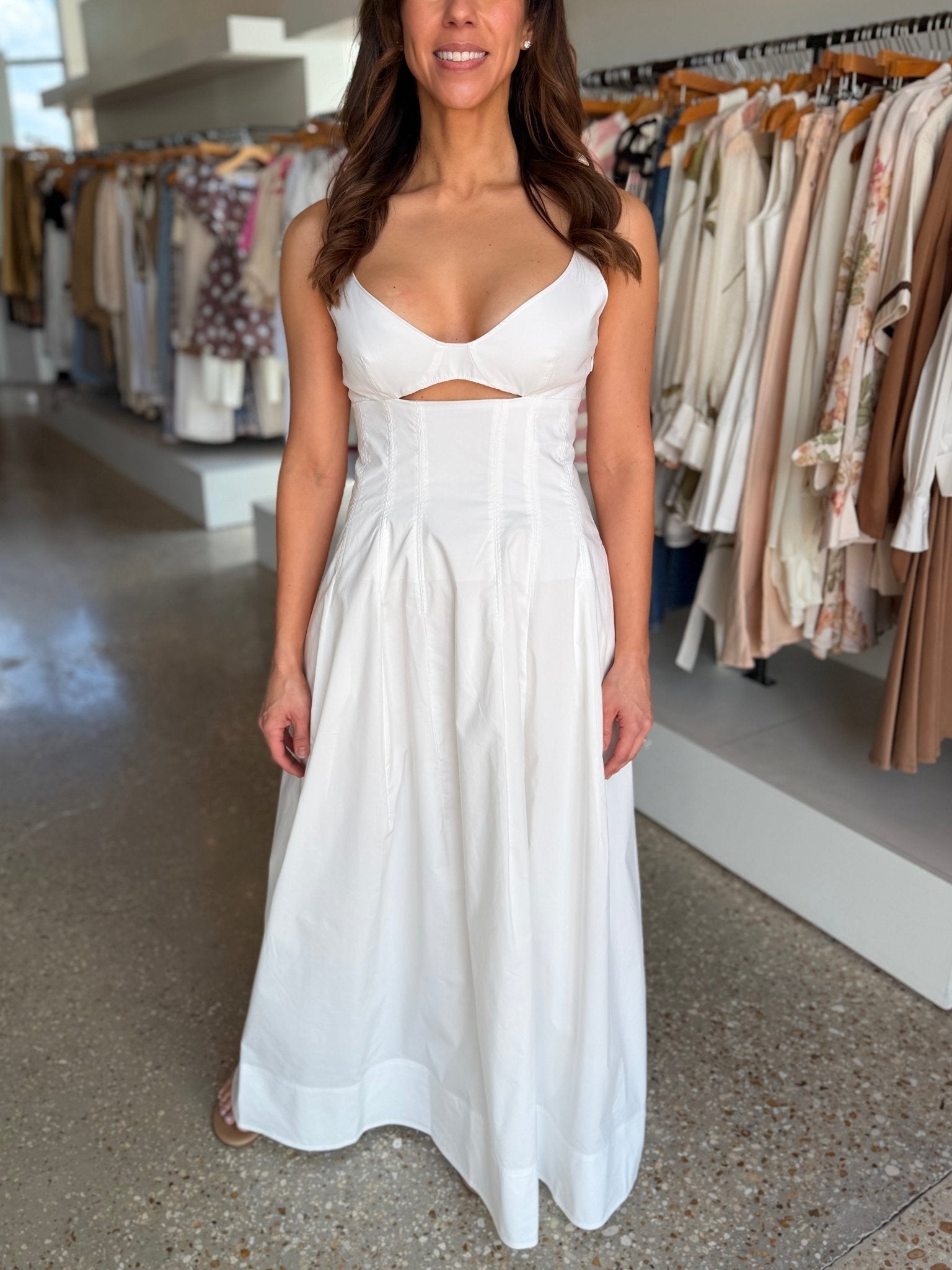 White Maddy Cotton Midi Dress - Amor Lafayette