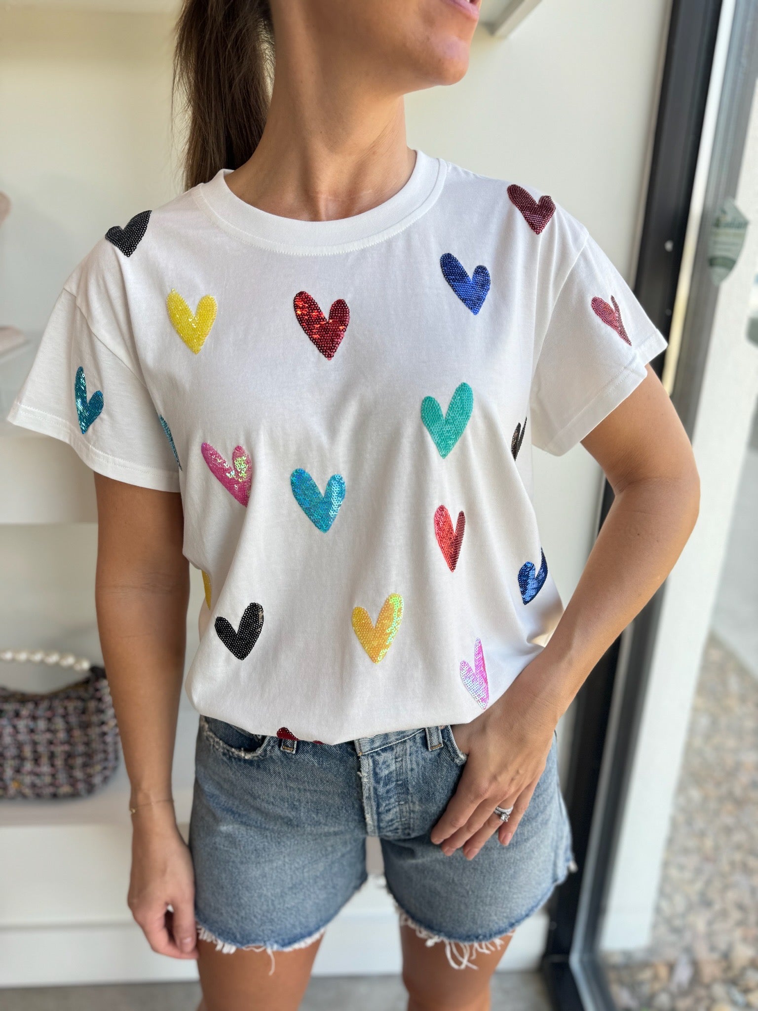 White Multi Heart Tee - Amor Lafayette