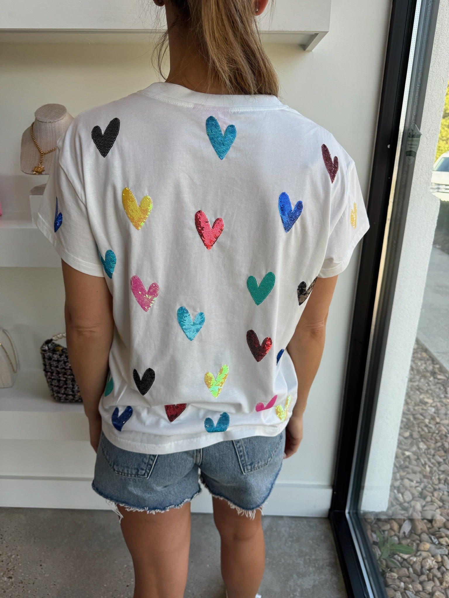 White Multi Heart Tee - Amor Lafayette