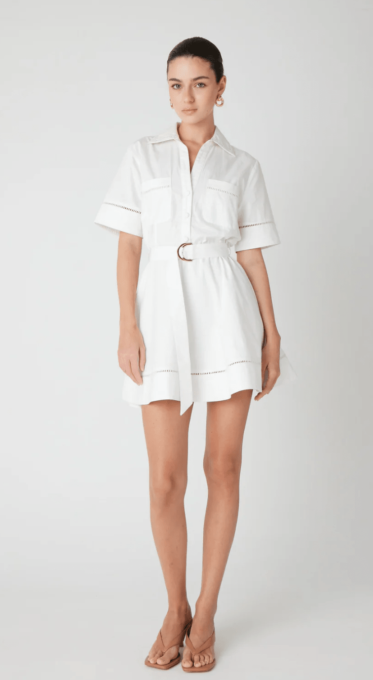 White Nara Short Cotton Dress - Amor Lafayette