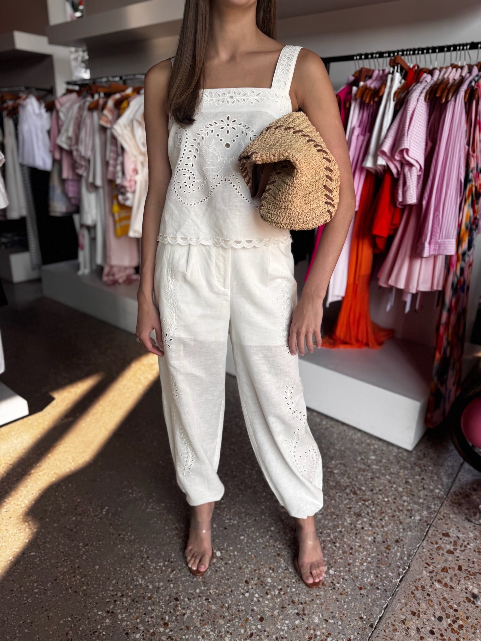 White Pantalon Avec Cordon Cheville - Amor Lafayette