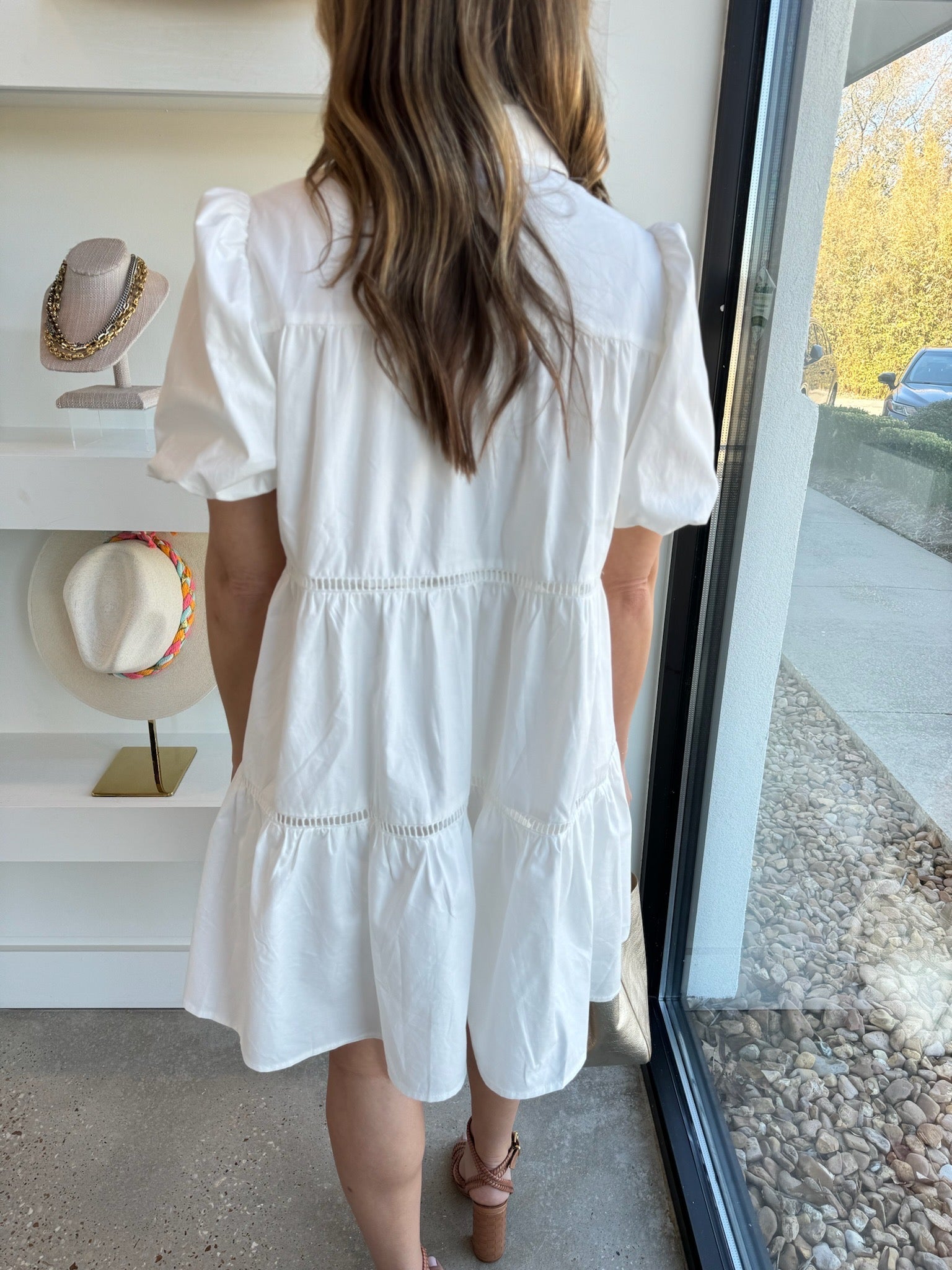 White Poplin Shirt Mini Dress - Amor Lafayette