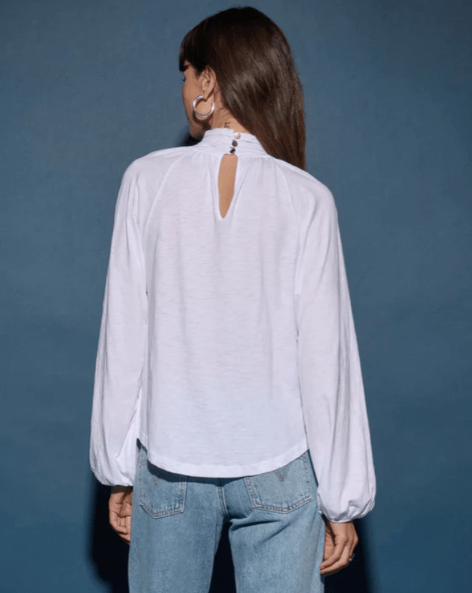 White Rosalie Keyhole Blouse - Amor Lafayette