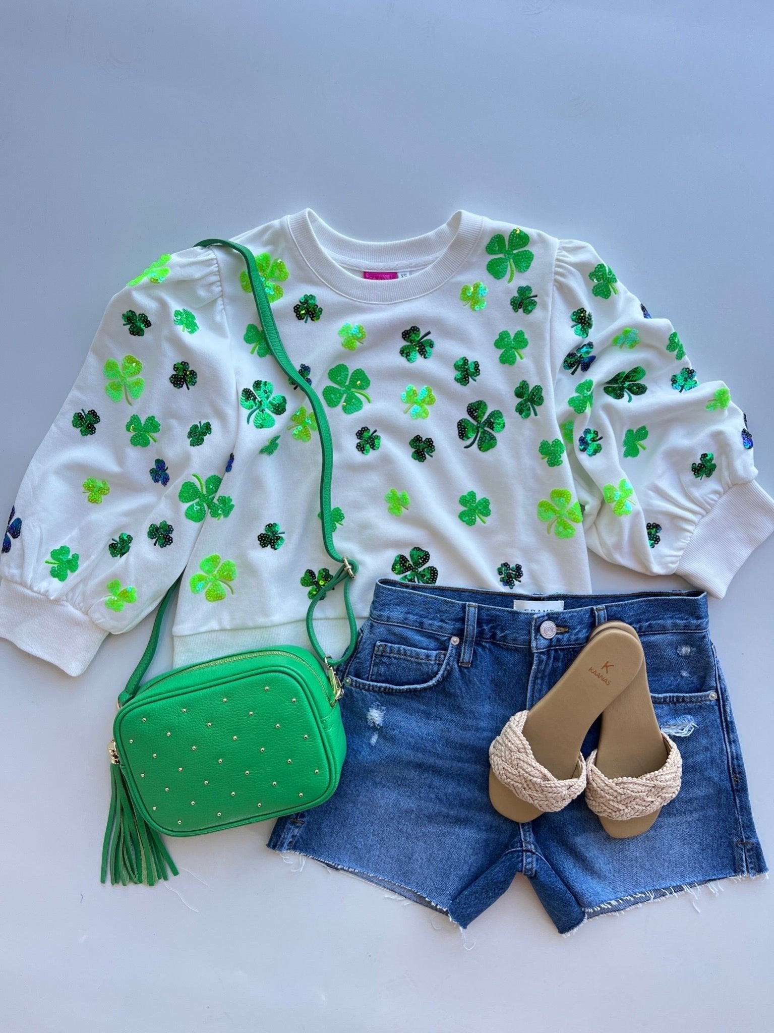 White Scattered Four Leaf Clover Top - Amor Lafayette