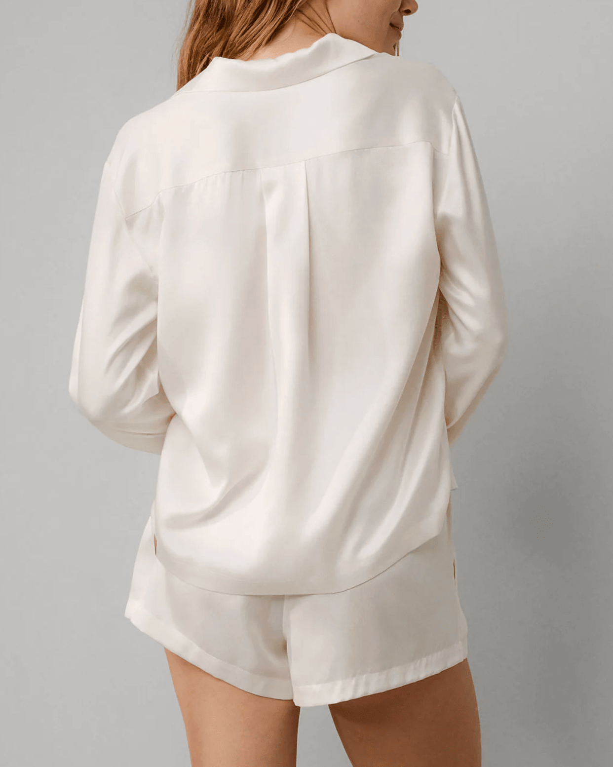 White Silk Button up Short Set - Amor Lafayette