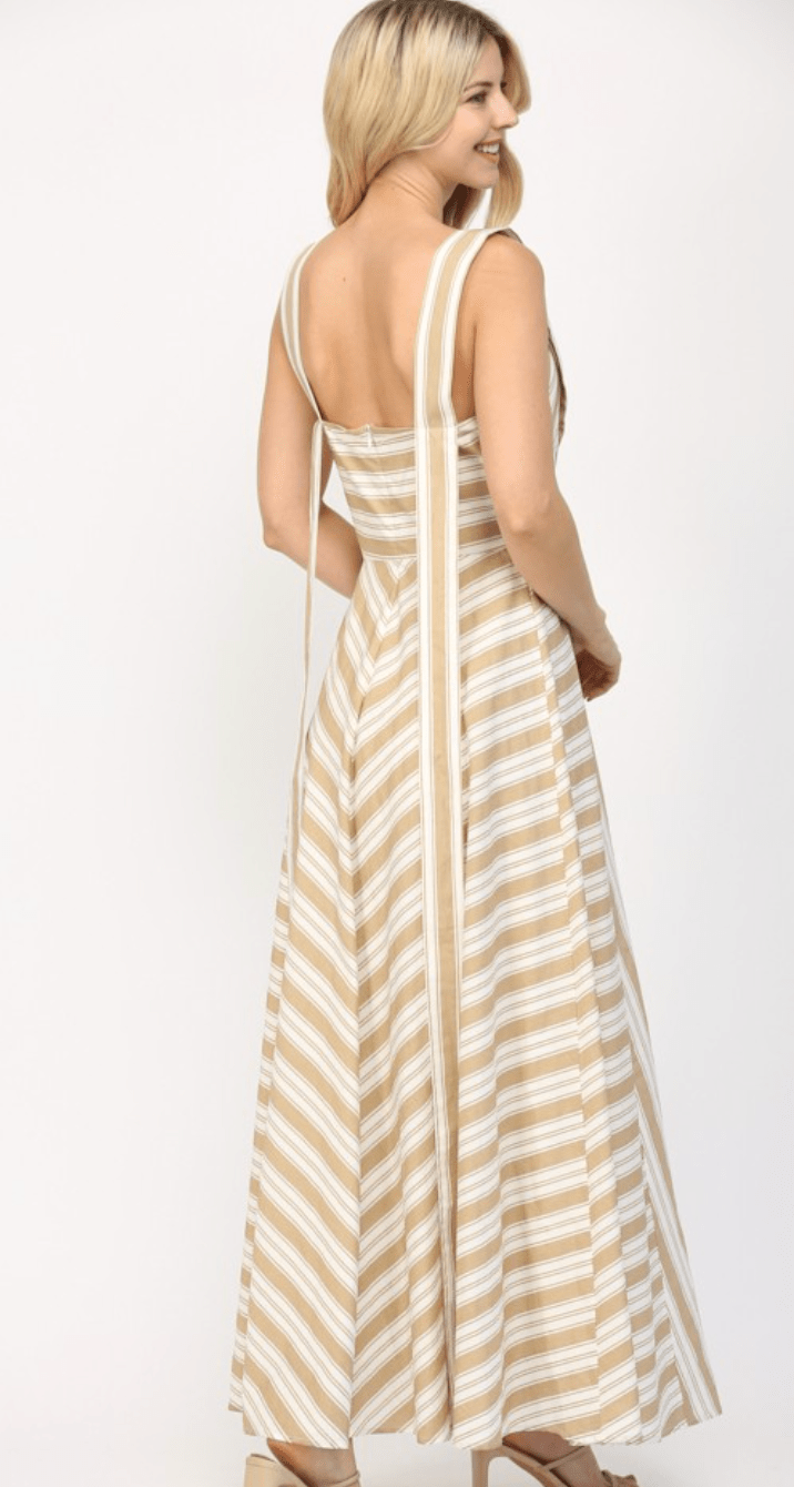 White Taupe Two Tone Strap Maxi - Amor Lafayette
