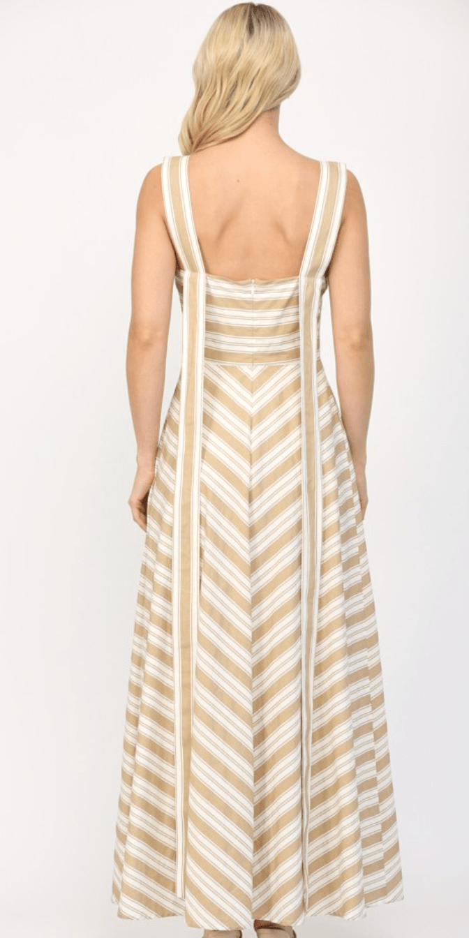 White Taupe Two Tone Strap Maxi - Amor Lafayette