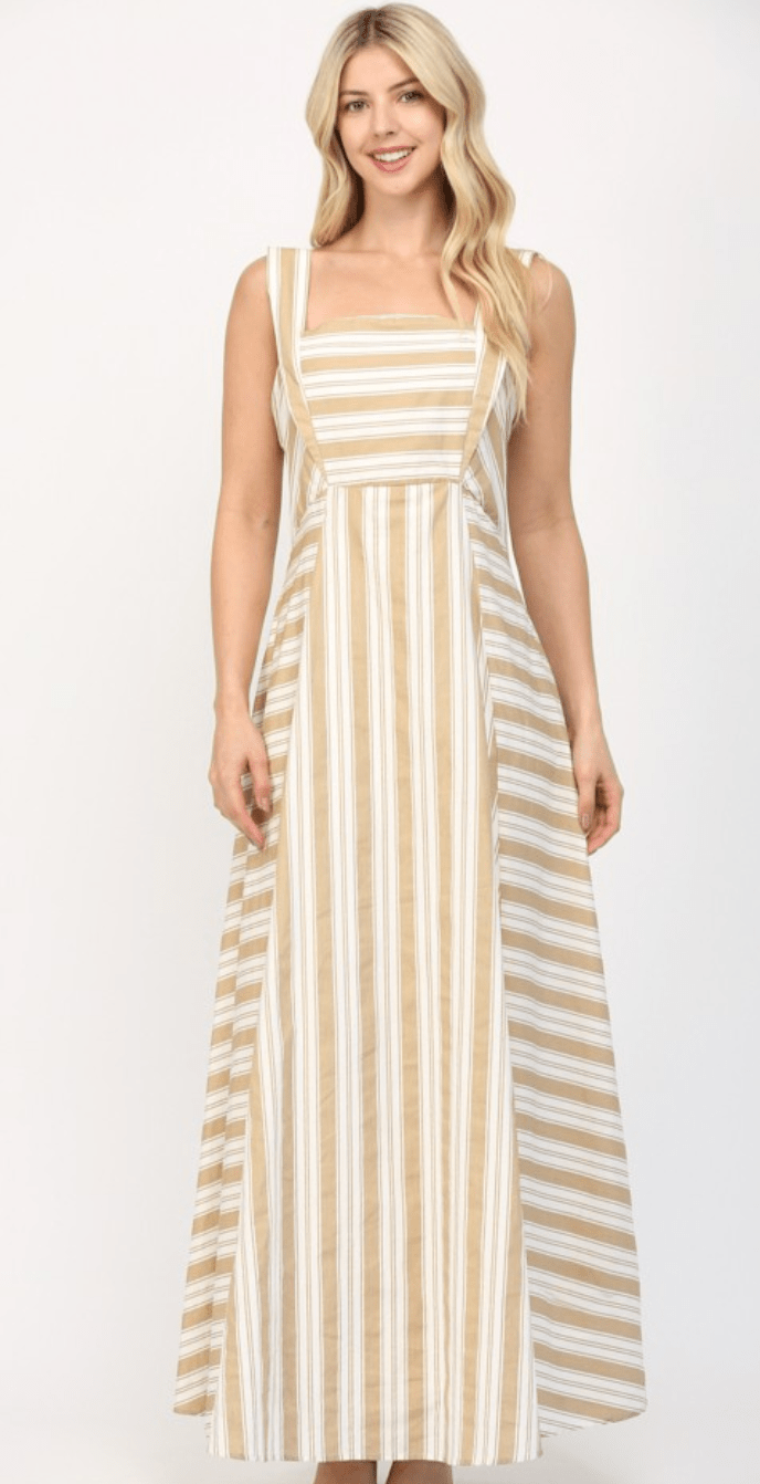 White Taupe Two Tone Strap Maxi - Amor Lafayette