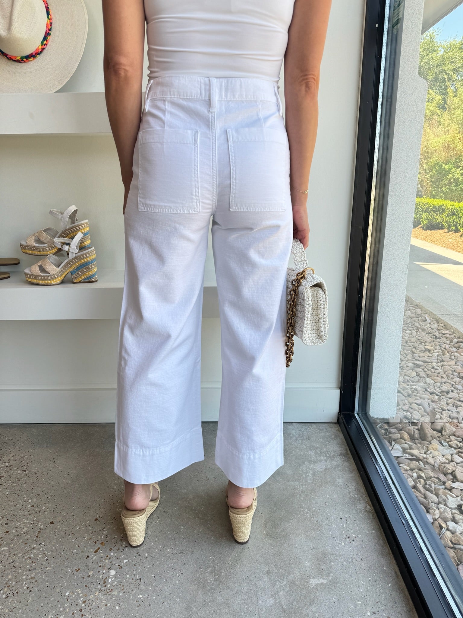 White The 70s Patch Pocket Crop Straight - Amor Lafayette