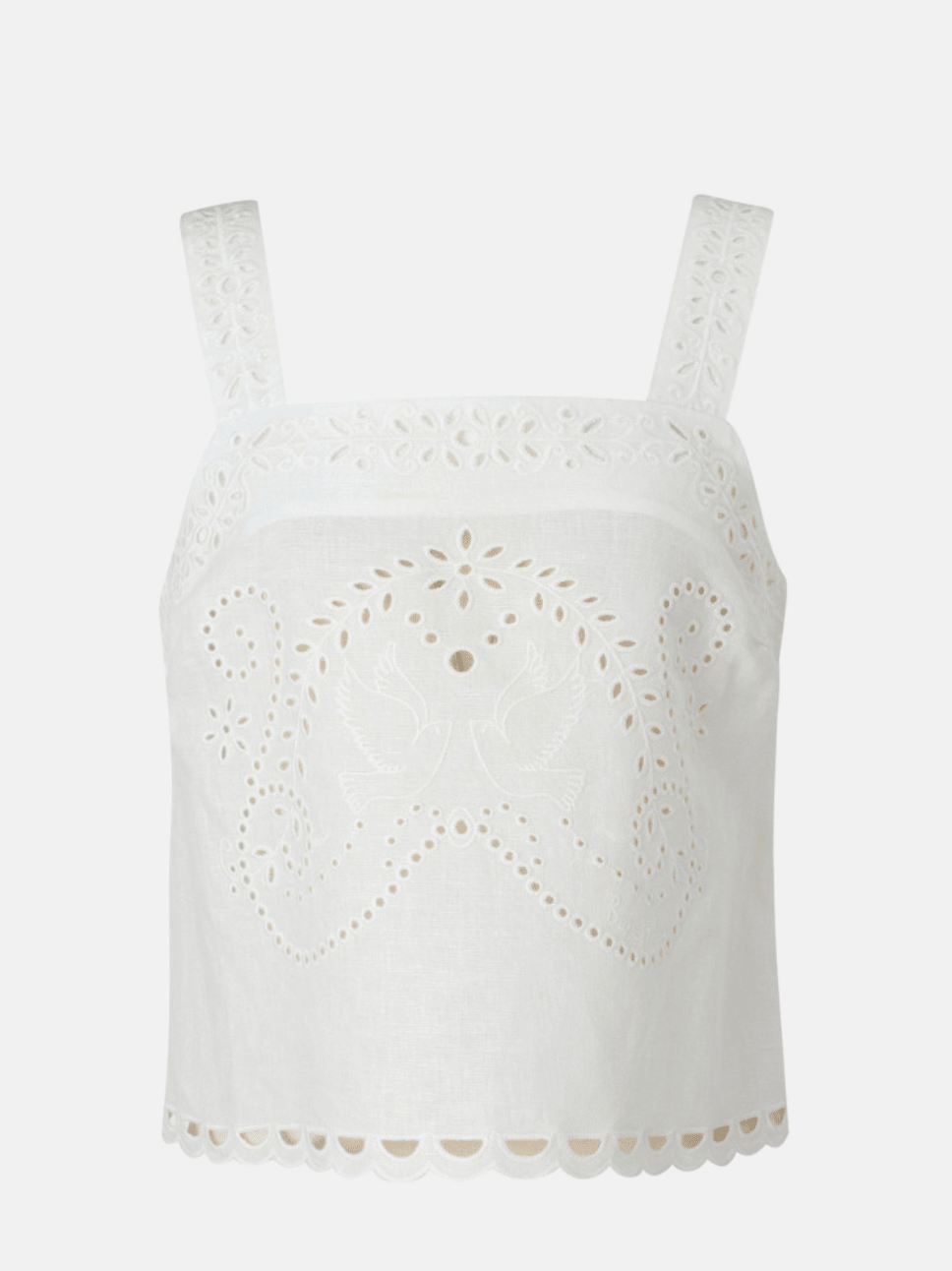 White Top Court A BRETELLES Broderie - Amor Lafayette