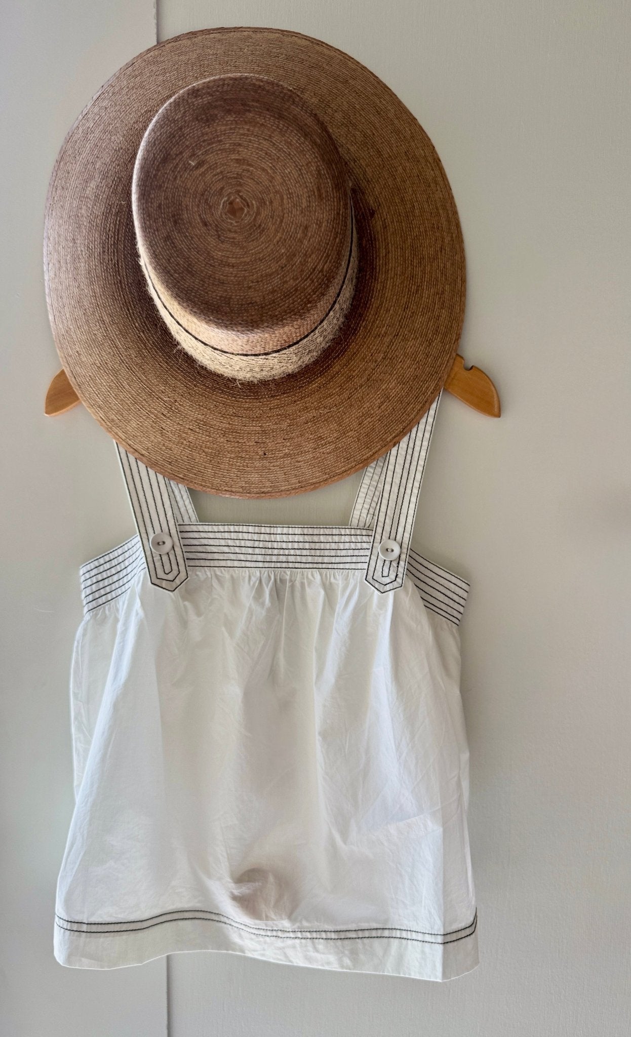 White Top Stitch Cotton Cami Top - Amor Lafayette