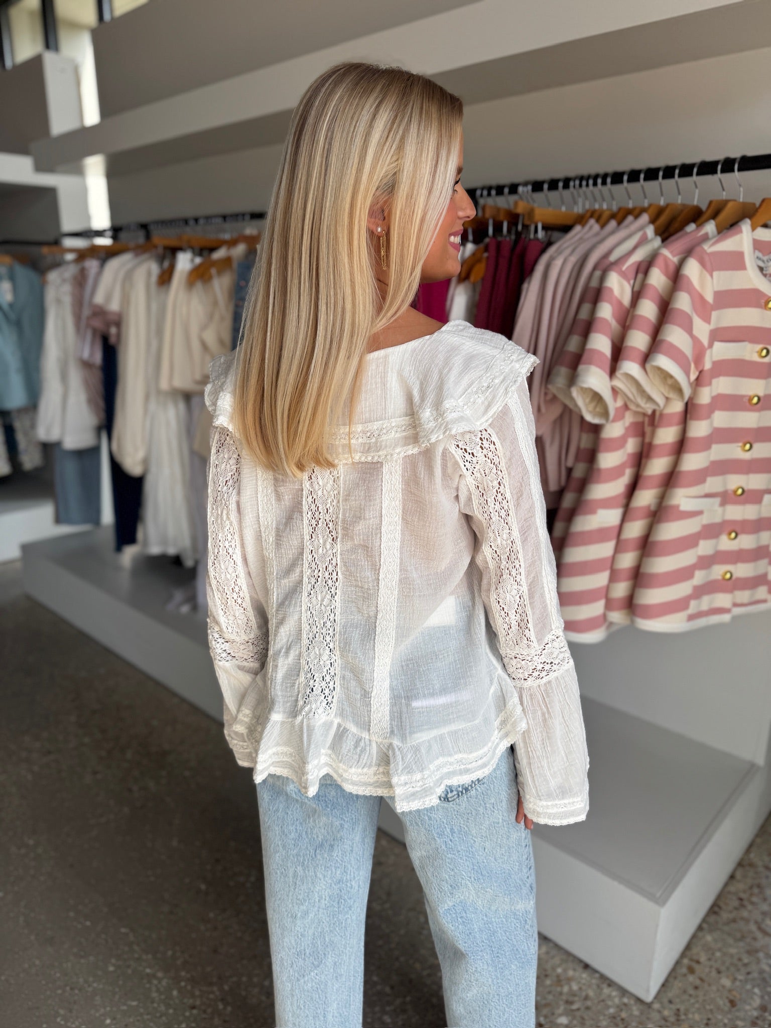 White V Neck Ruffle Top - Amor Lafayette
