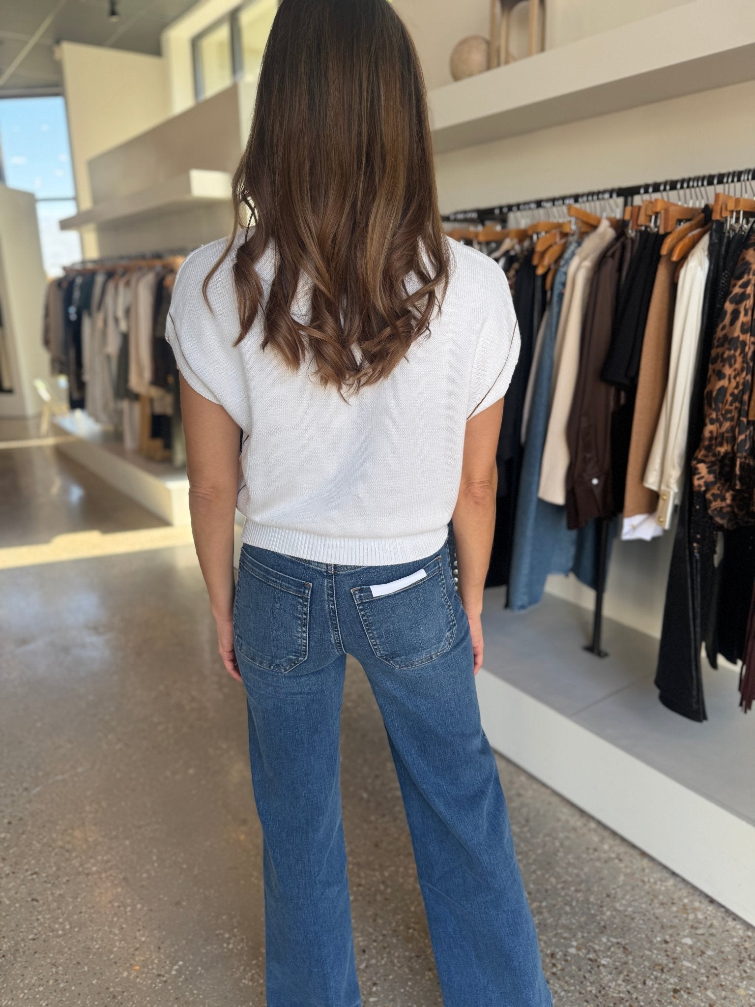 White V - Neck Wedge Sweater - Amor Lafayette