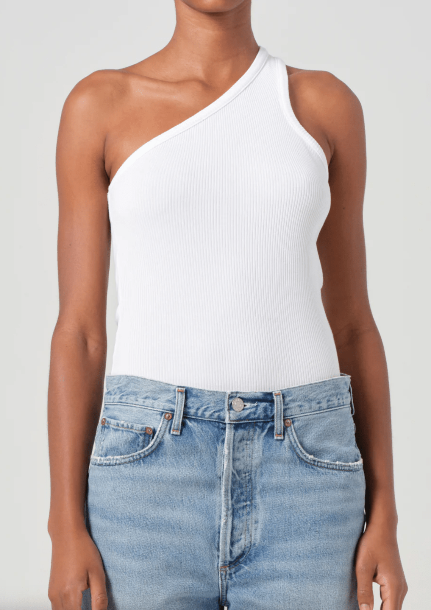 White Verica One Shoulder Tank - Amor Lafayette