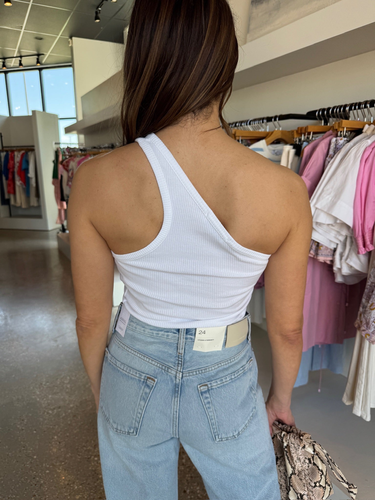 White Verica One Shoulder Tank - Amor Lafayette