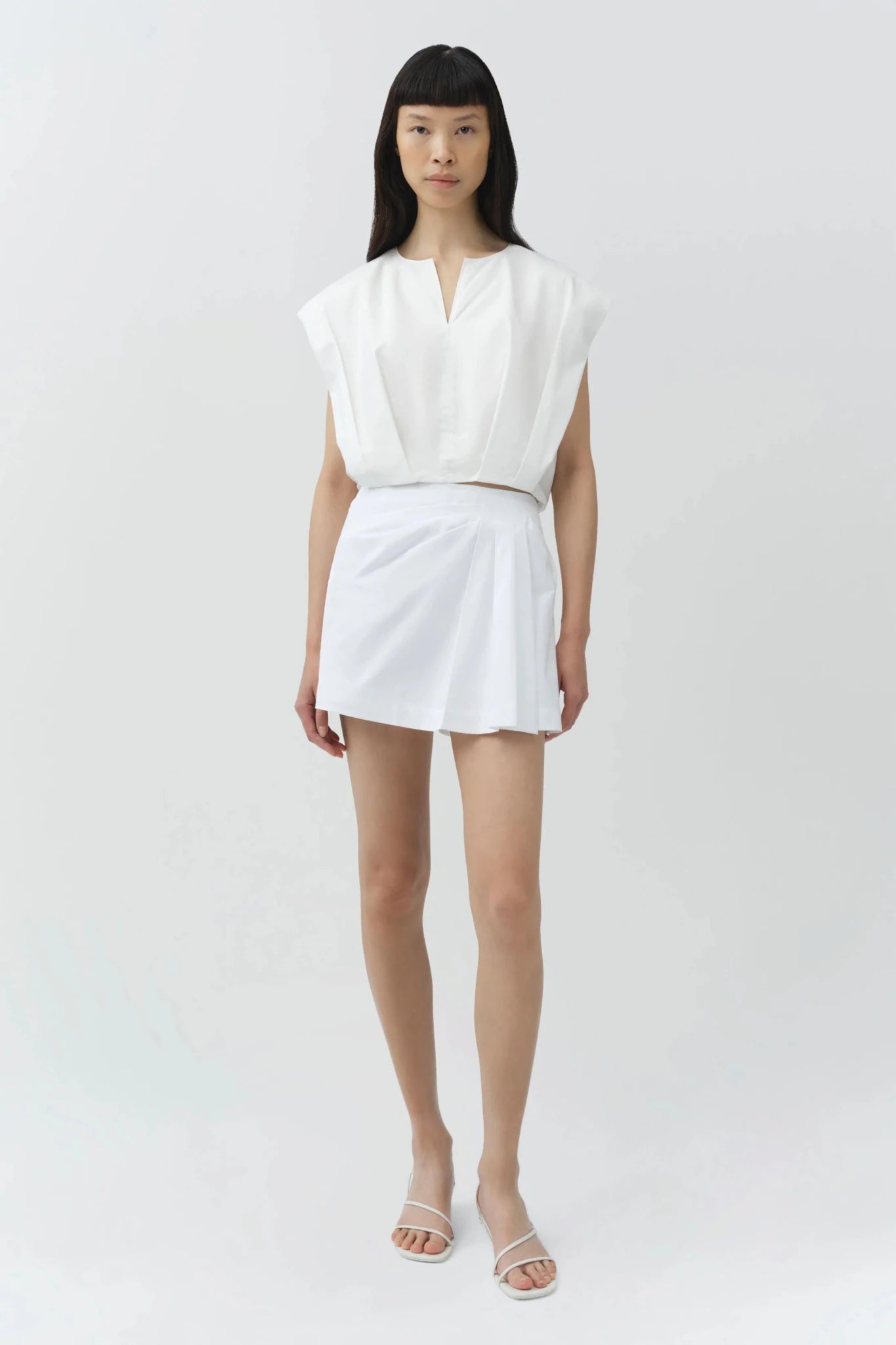 White Wrenli Pleated Top - Amor Lafayette