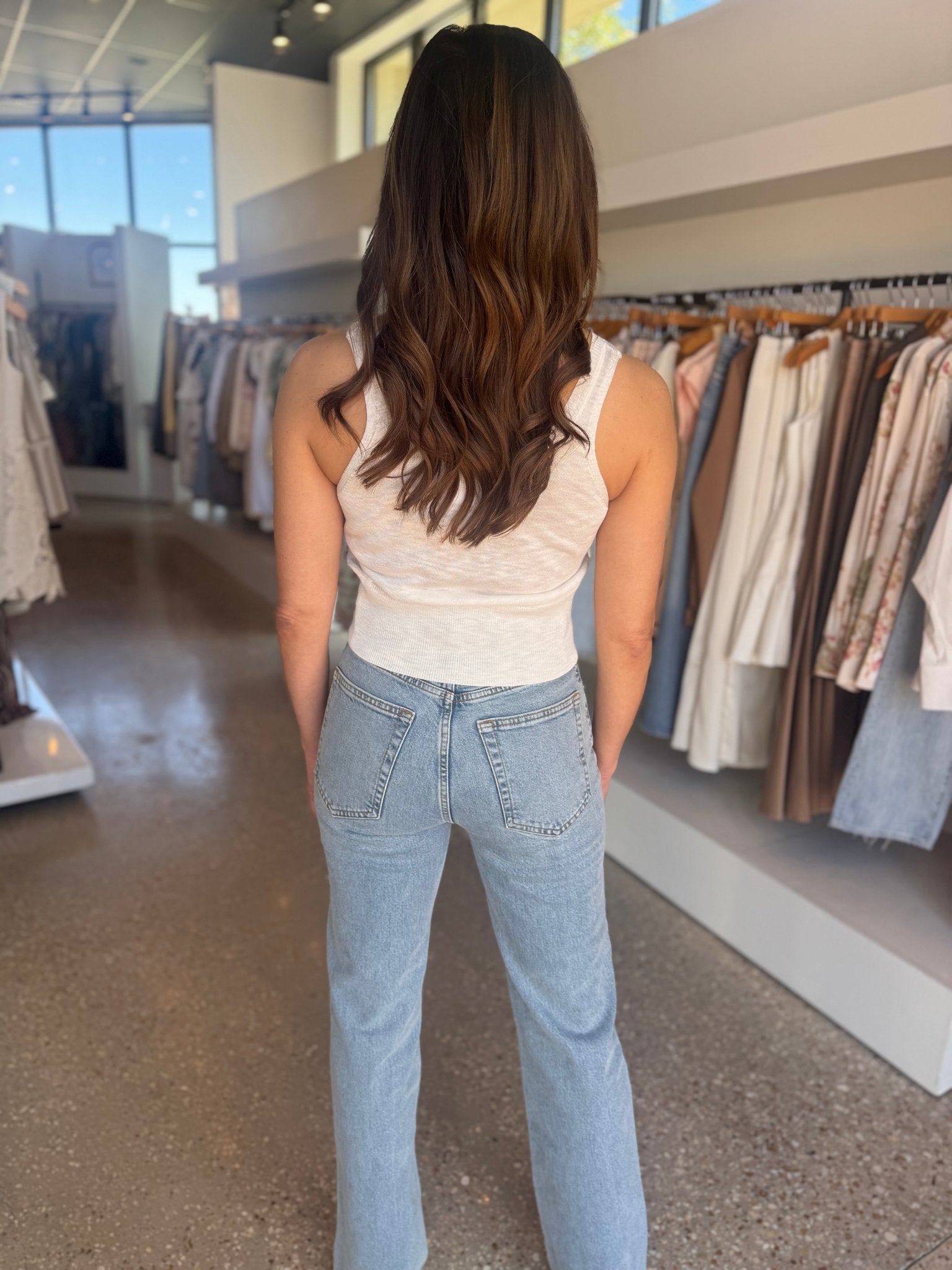 White Zaya Knit Tank Top - Amor Lafayette