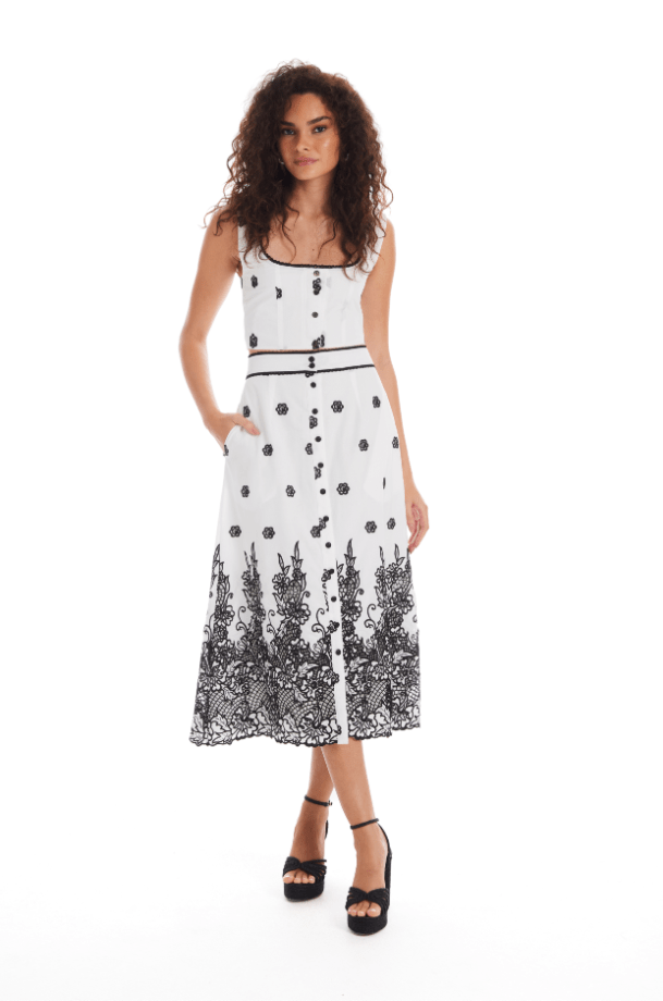 White/Black Farrah Skirt - Amor Lafayette