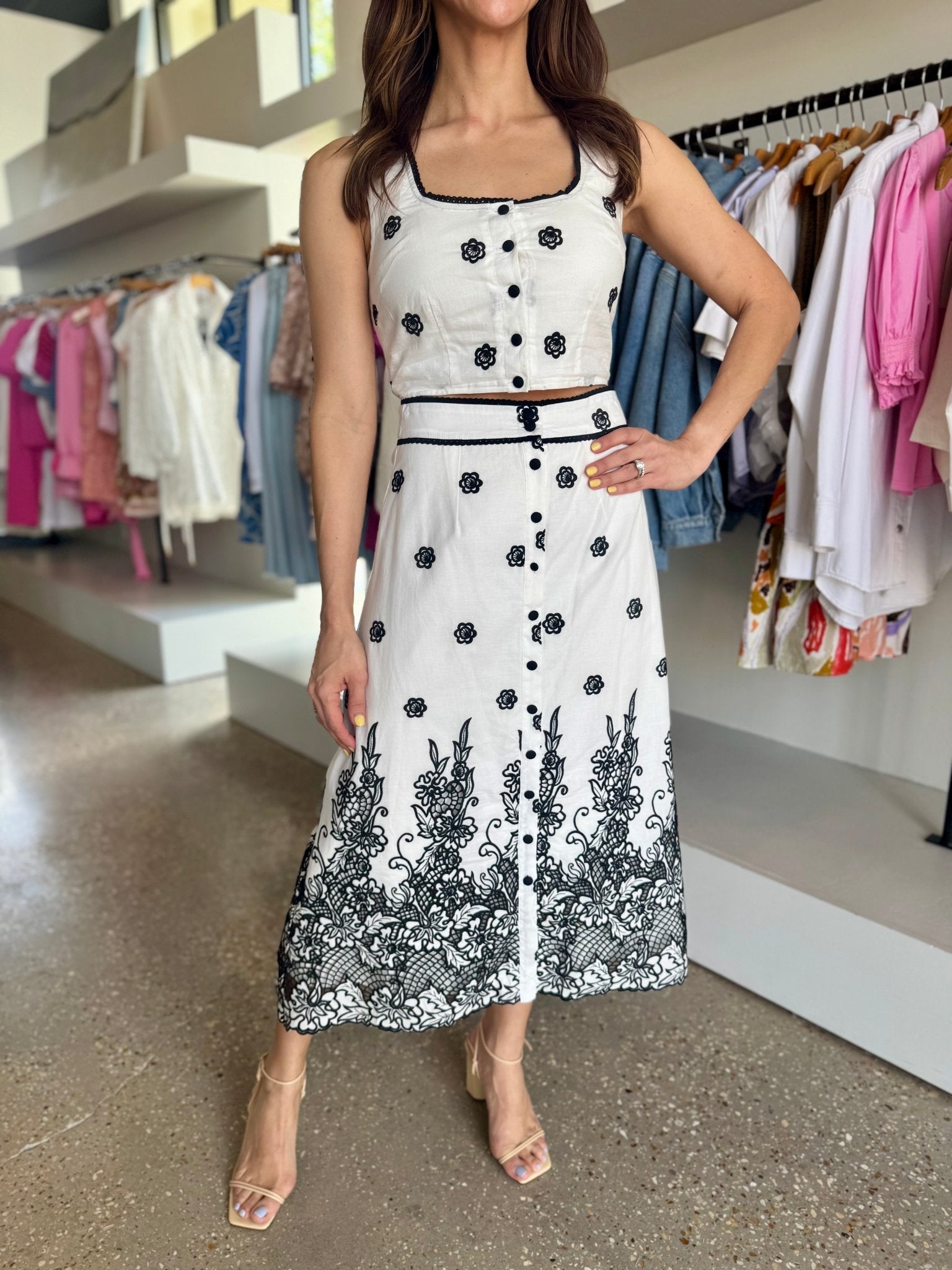 White/Black Holt Crop Top - Amor Lafayette