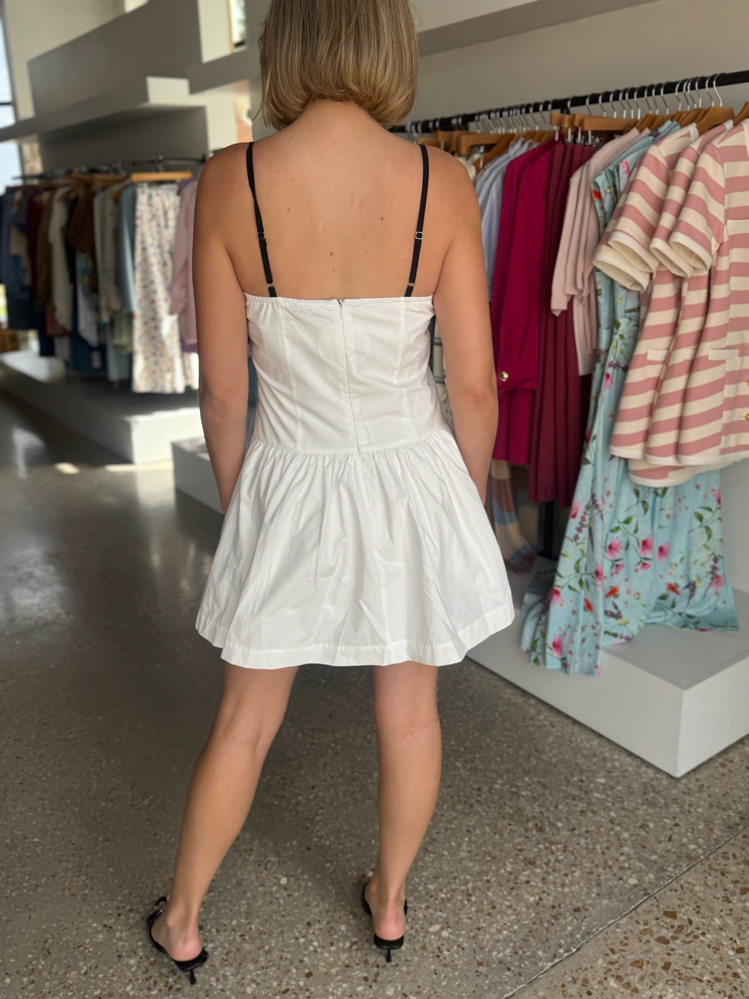 White/Black Voyage Chic Mini Dress - Amor Lafayette