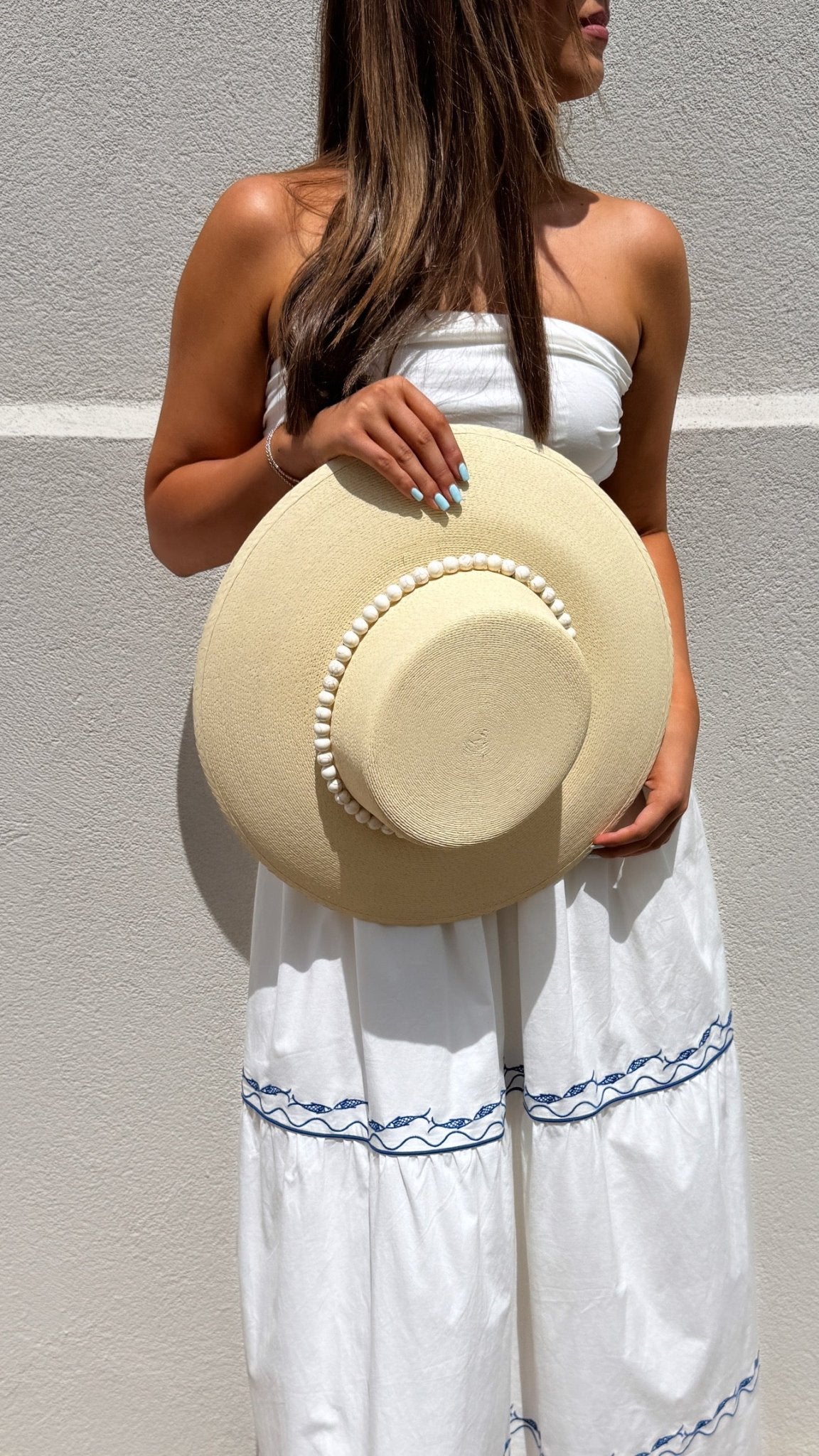 White/Blue Oia Dress - Amor Lafayette