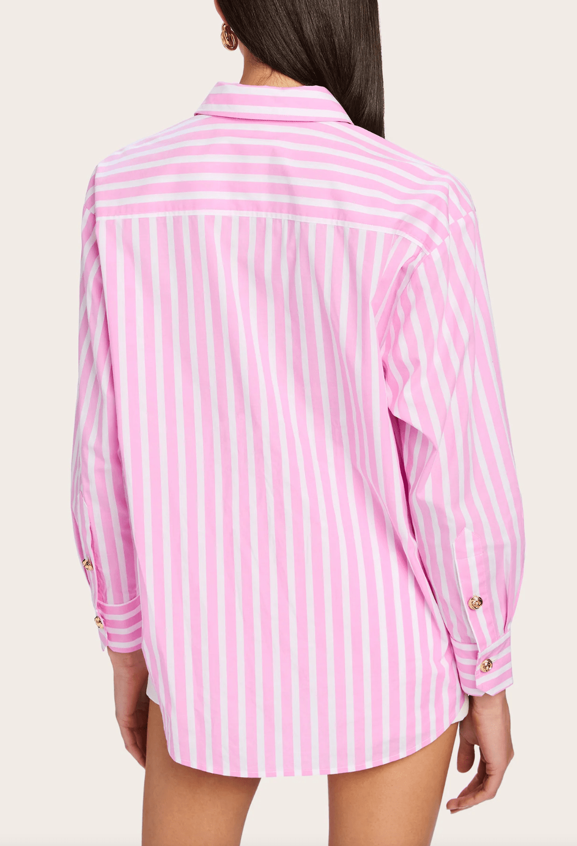 White/Pink Meggy Wide Stripe Poplin Shirt - Amor Lafayette