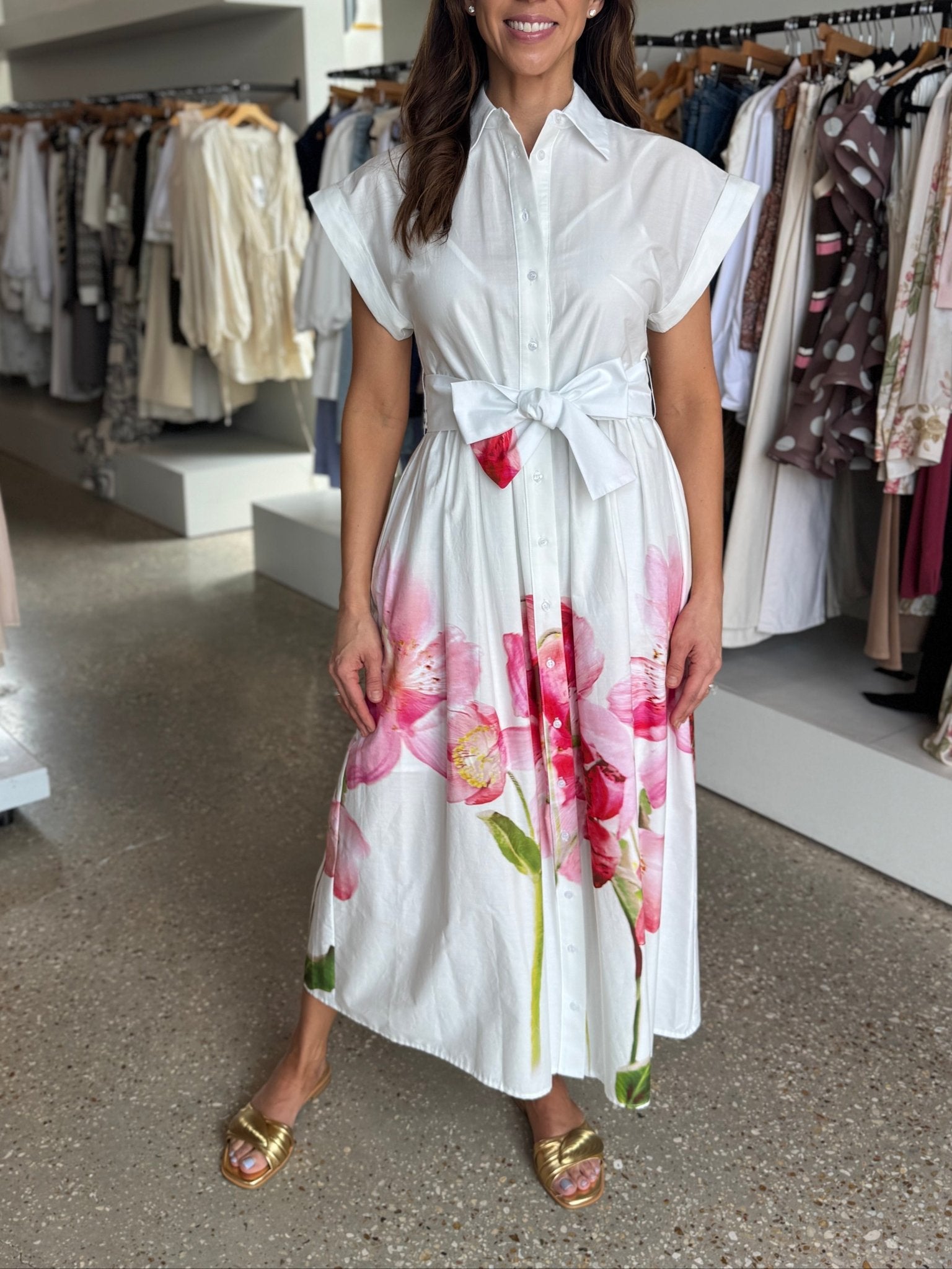 White/Pink Multi Ocean Dress - Amor Lafayette