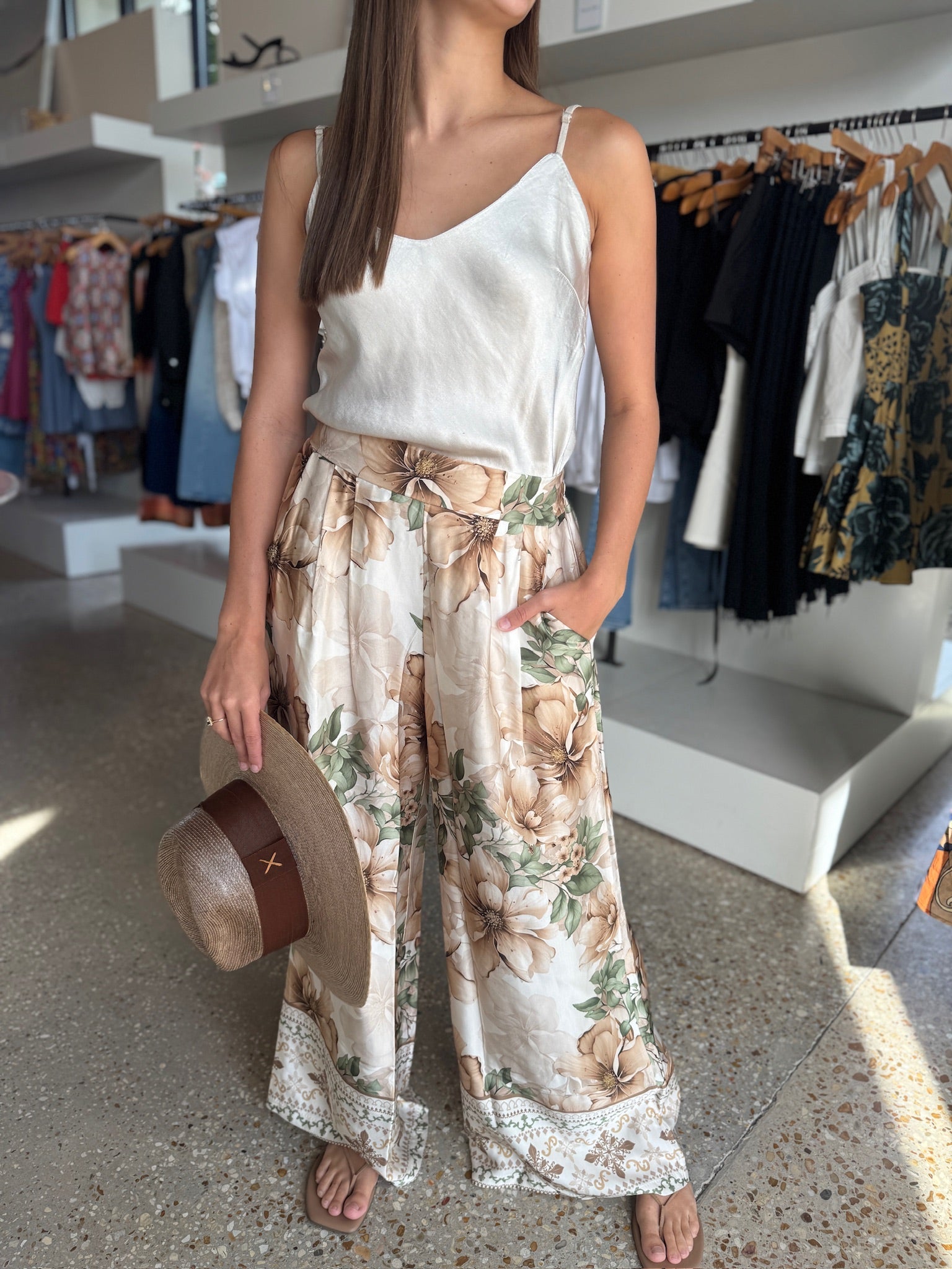 Wild Hibiscus Silky Pants - Amor Lafayette