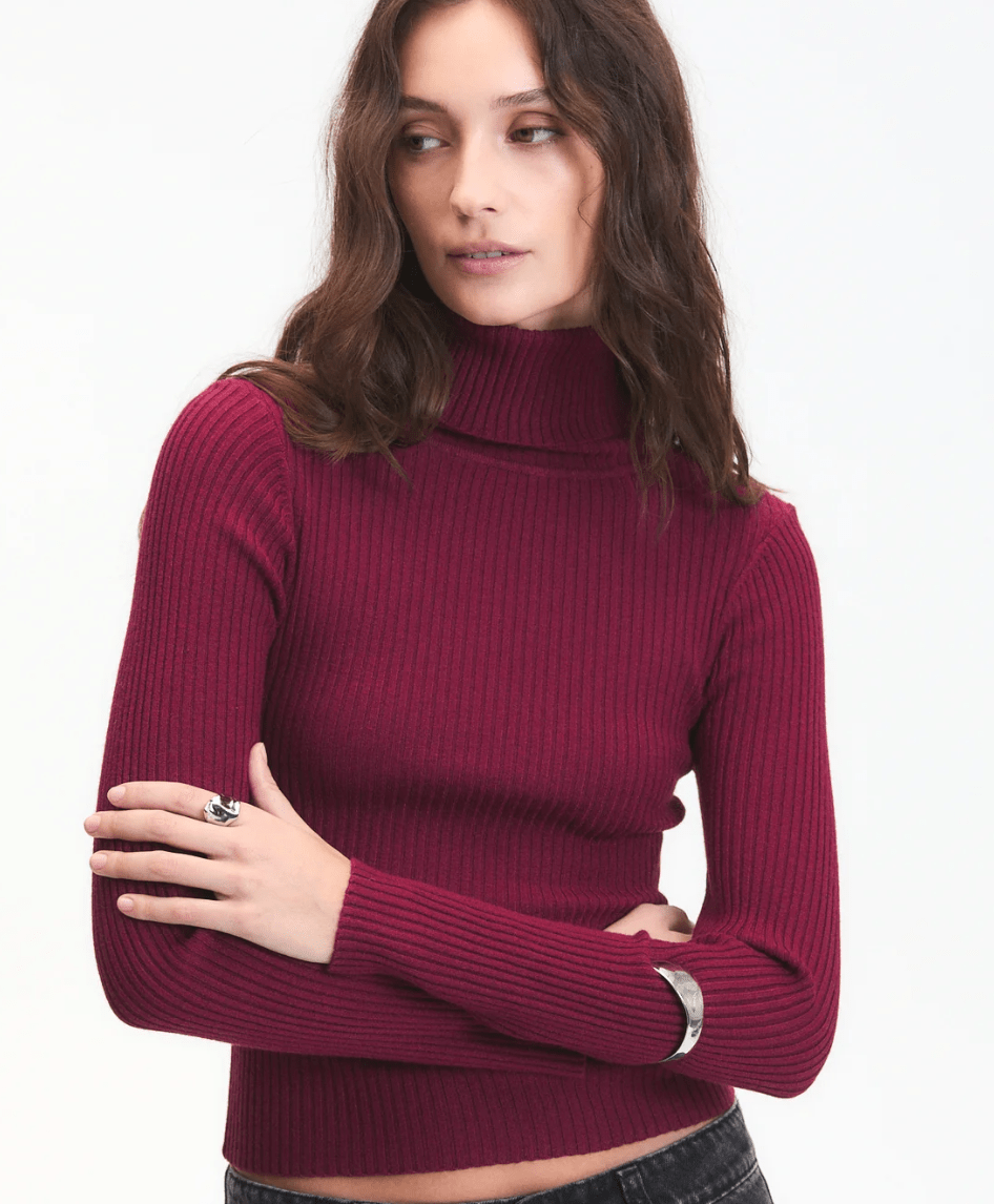Wine Mylo Turtleneck Sweater - Amor Lafayette