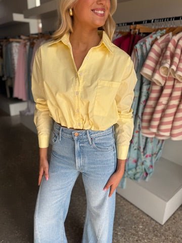 Yellow Demi Poplin Bubble Hem Semi Cropped Shirt - Amor Lafayette