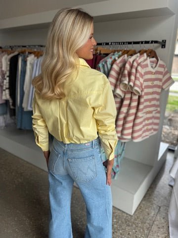 Yellow Demi Poplin Bubble Hem Semi Cropped Shirt - Amor Lafayette