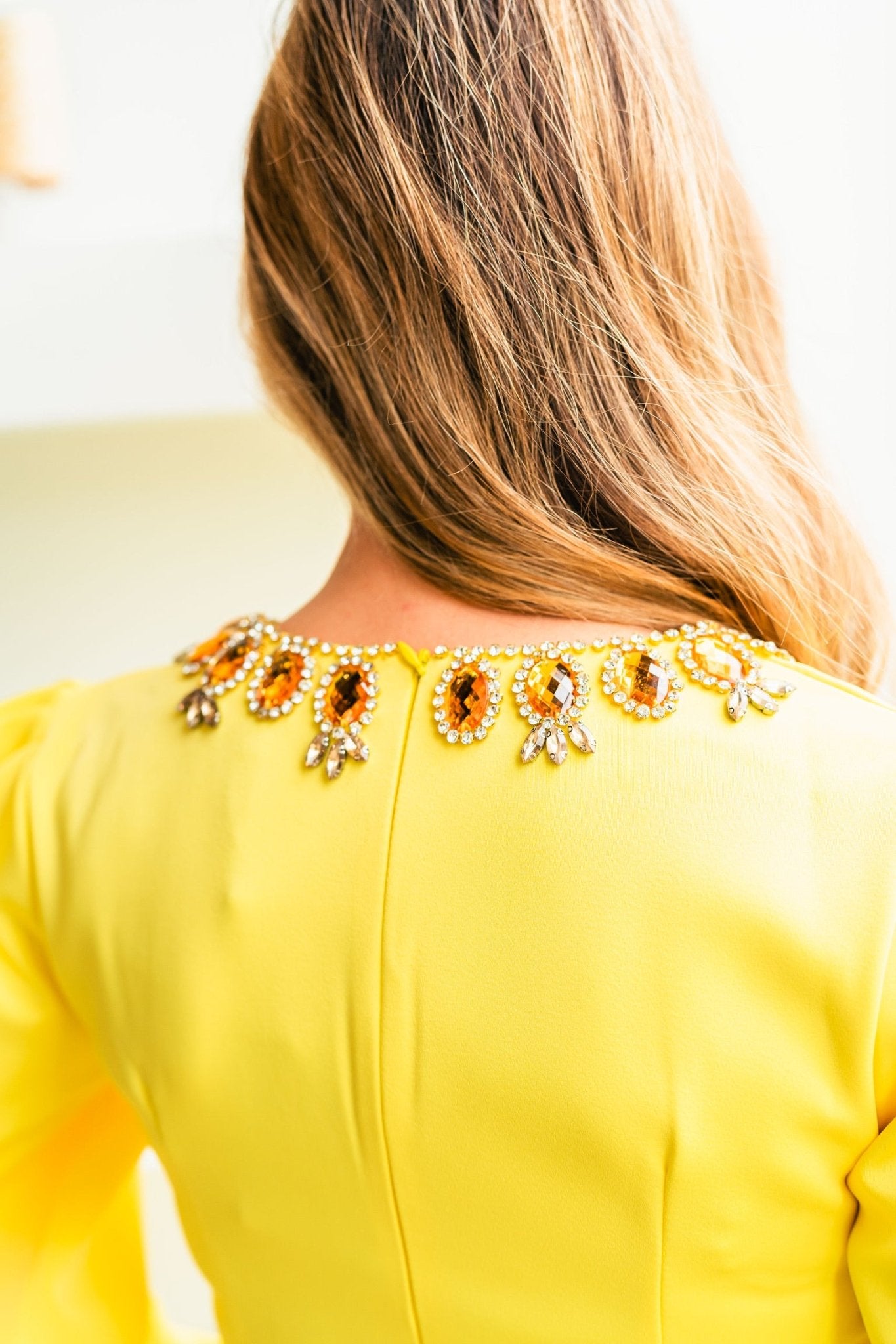 Yellow Jeweled Dress - Amor Lafayette