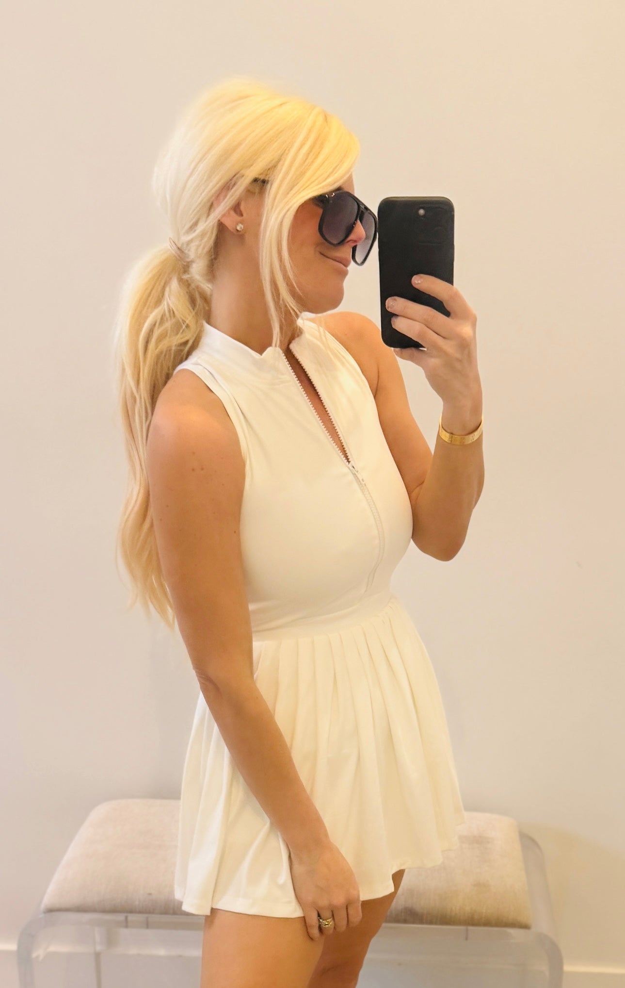 Zipper Front Mock Neckline Athletic Dress - Amor Lafayette