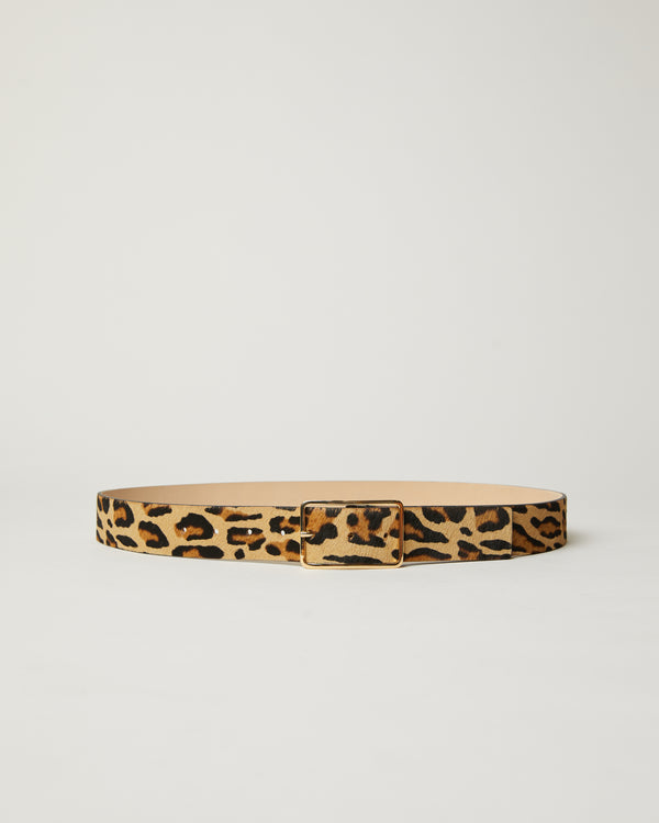 Leopard Gold Milla Calf-Hair Belt