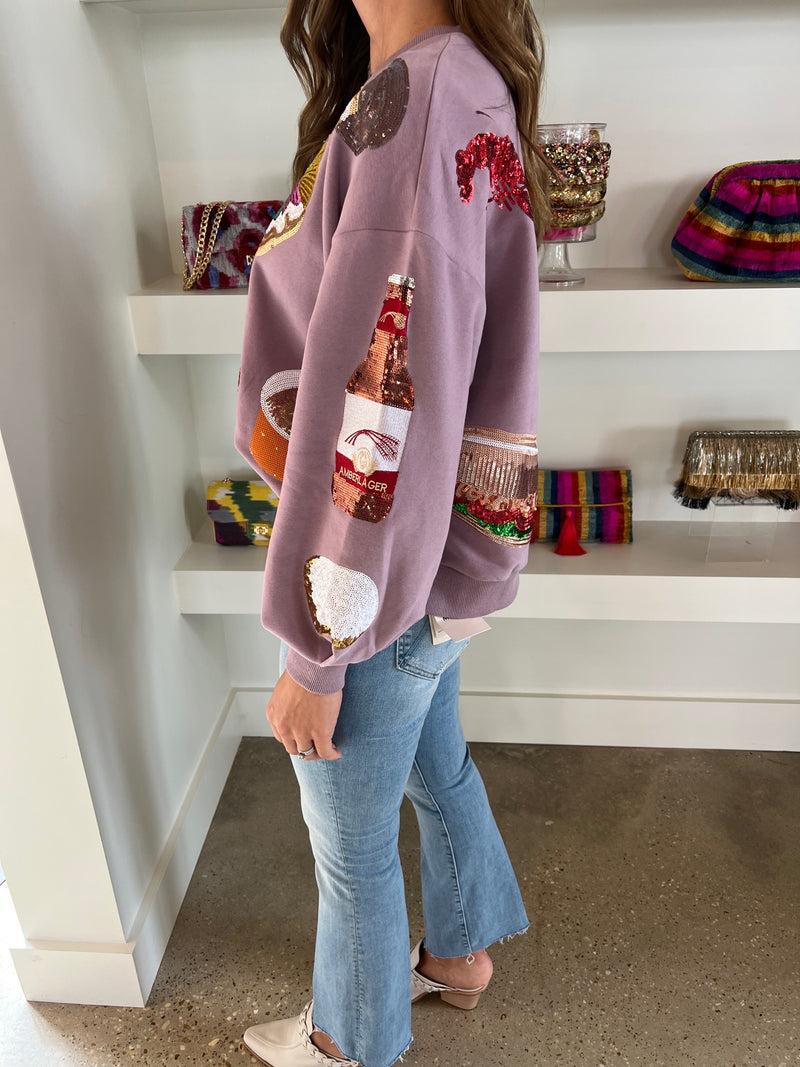 Purple Mardi Gras Grub Queen Sweatshirt*