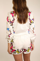 White Butterfly Mariposa Short