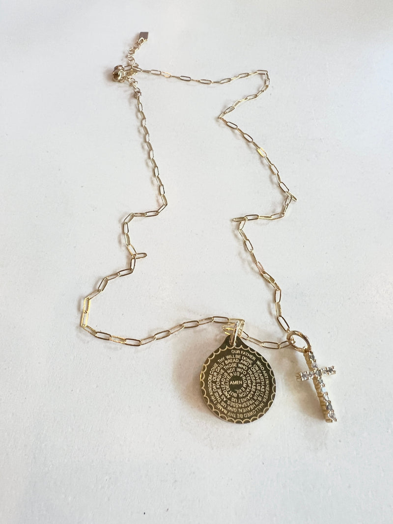 Lord's Prayer Necklace with Cross